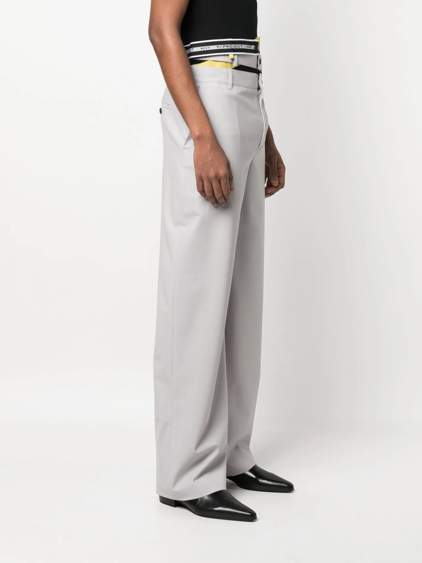 layered-details wide-leg trousers
