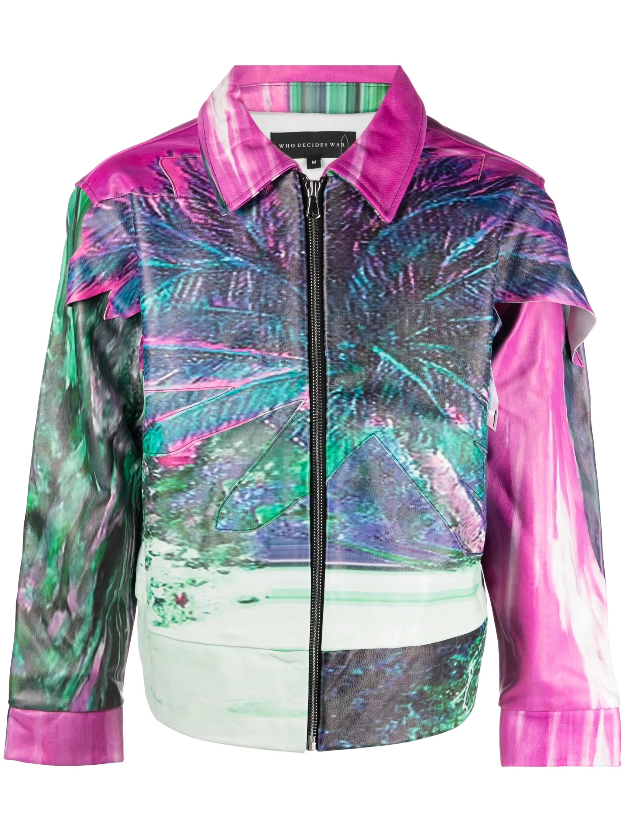 graphic-print leather jacket