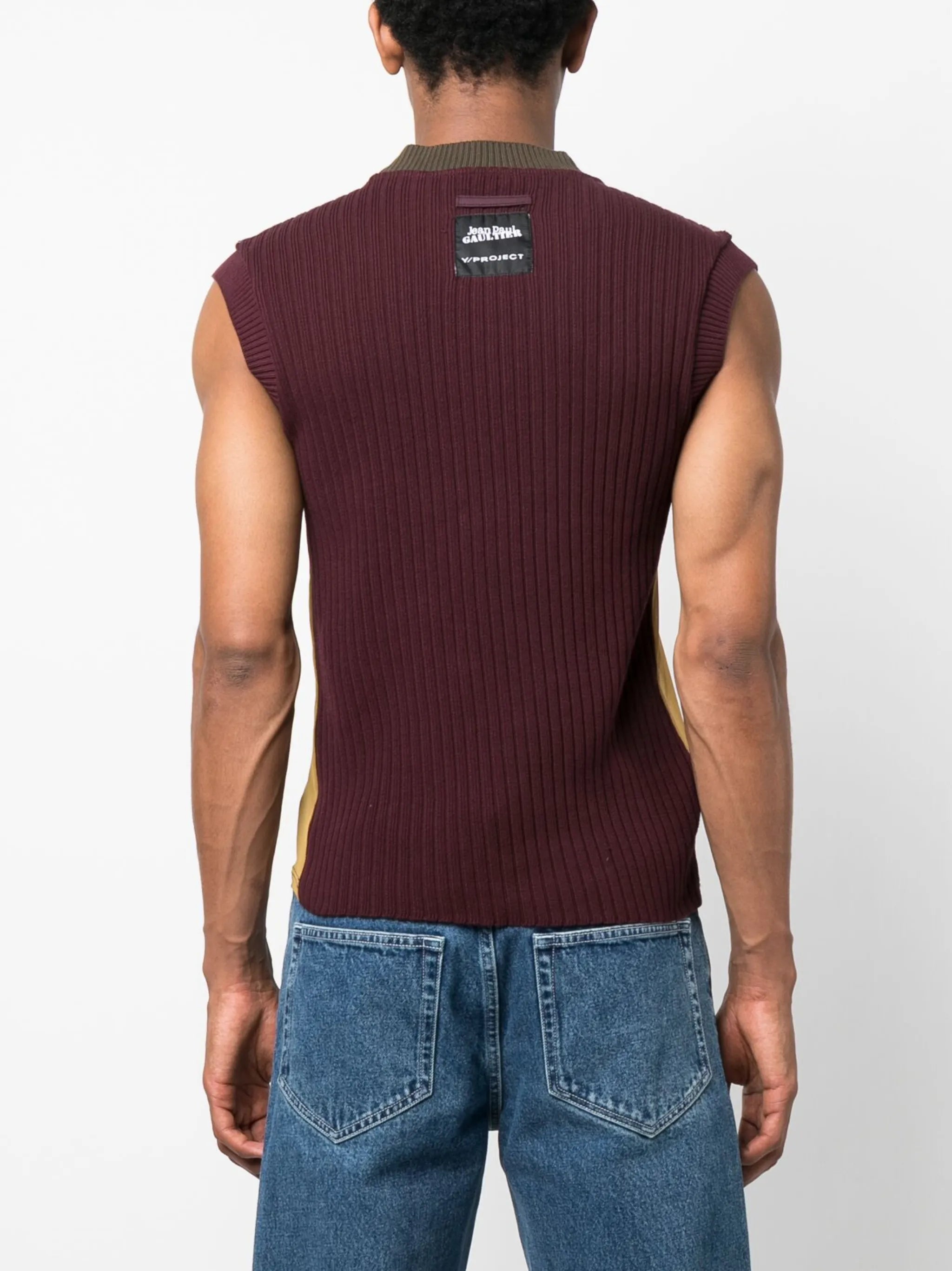 Trompe L'Oeil Argyle mesh tank top