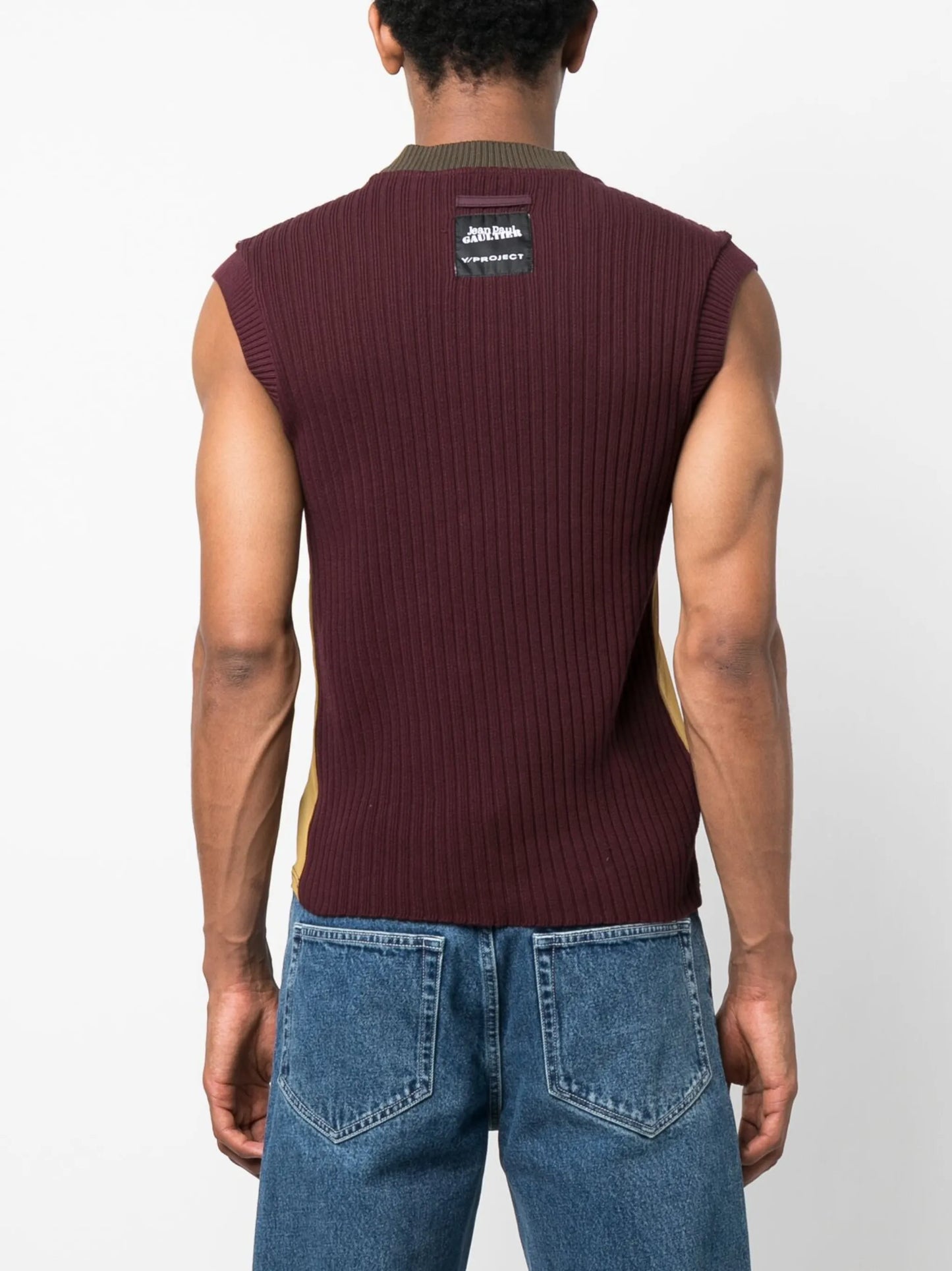 Trompe L'Oeil Argyle mesh tank top