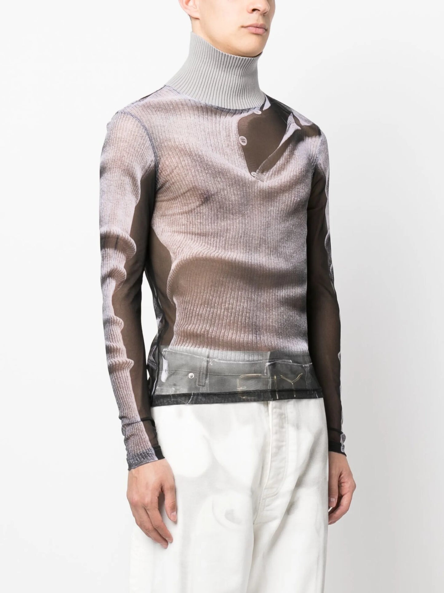 x Jean Paul Gaultier Trompe L'oeil turtleneck top