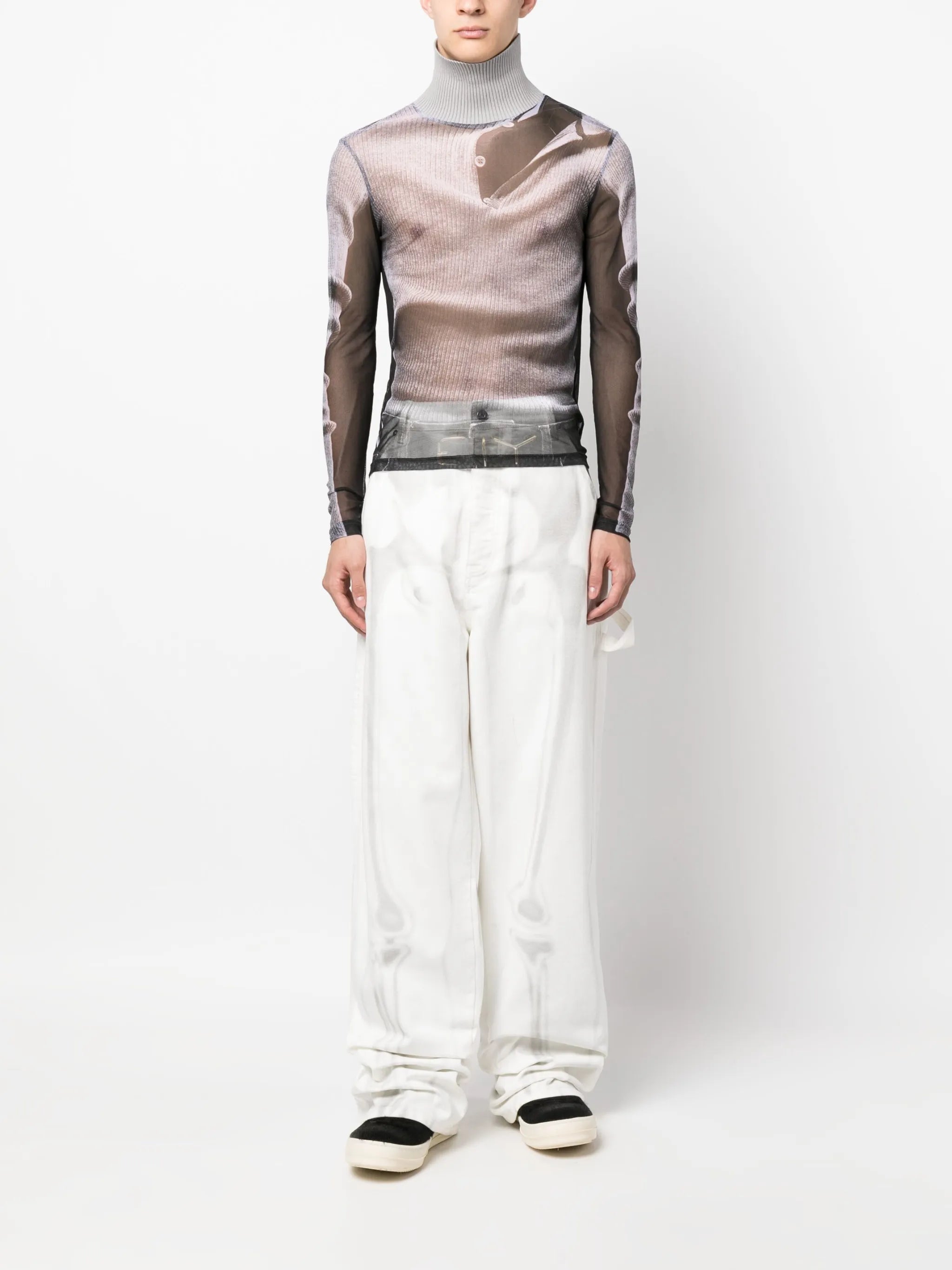 x Jean Paul Gaultier Trompe L'oeil turtleneck top