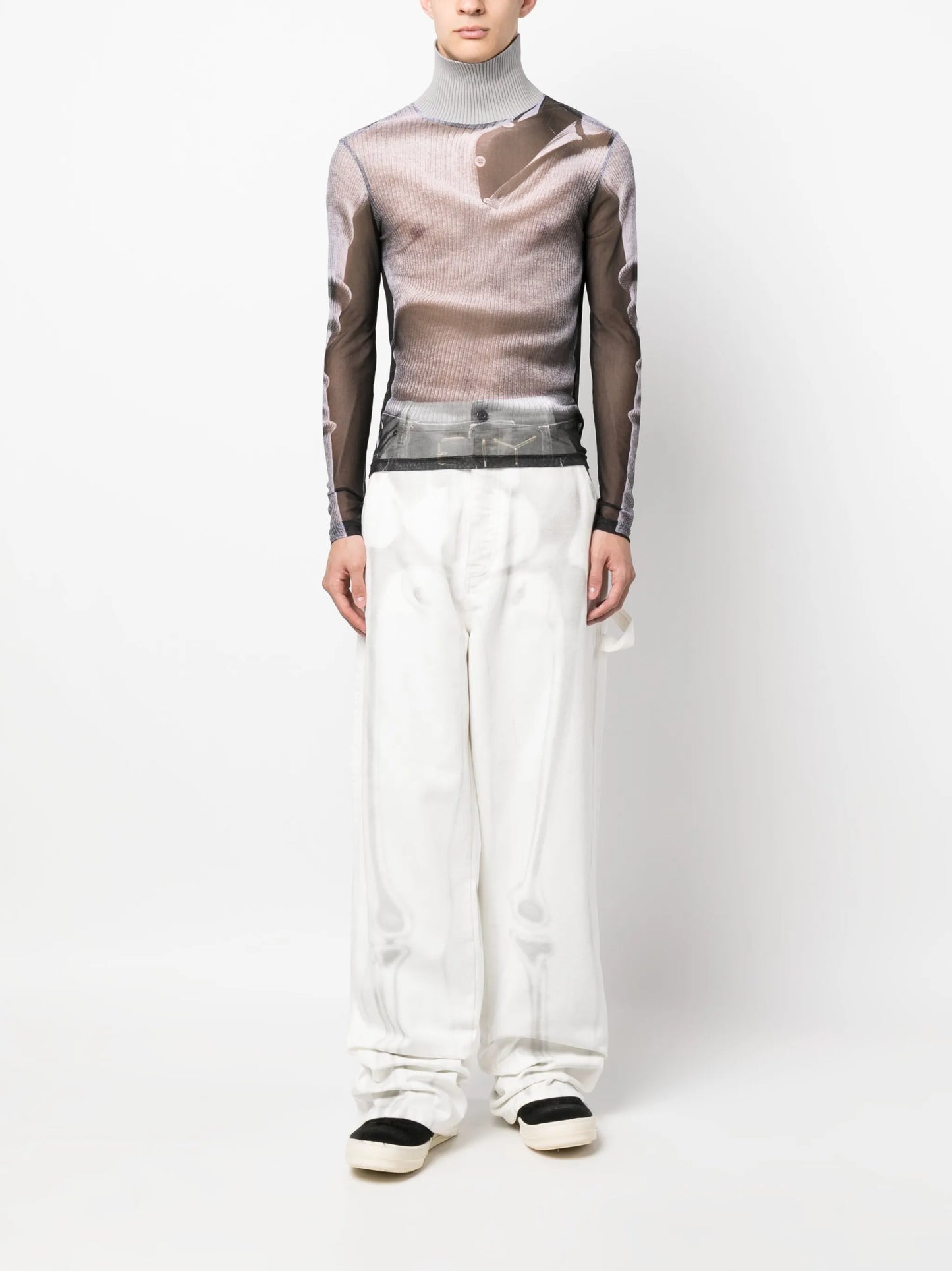 x Jean Paul Gaultier Trompe L'oeil turtleneck top