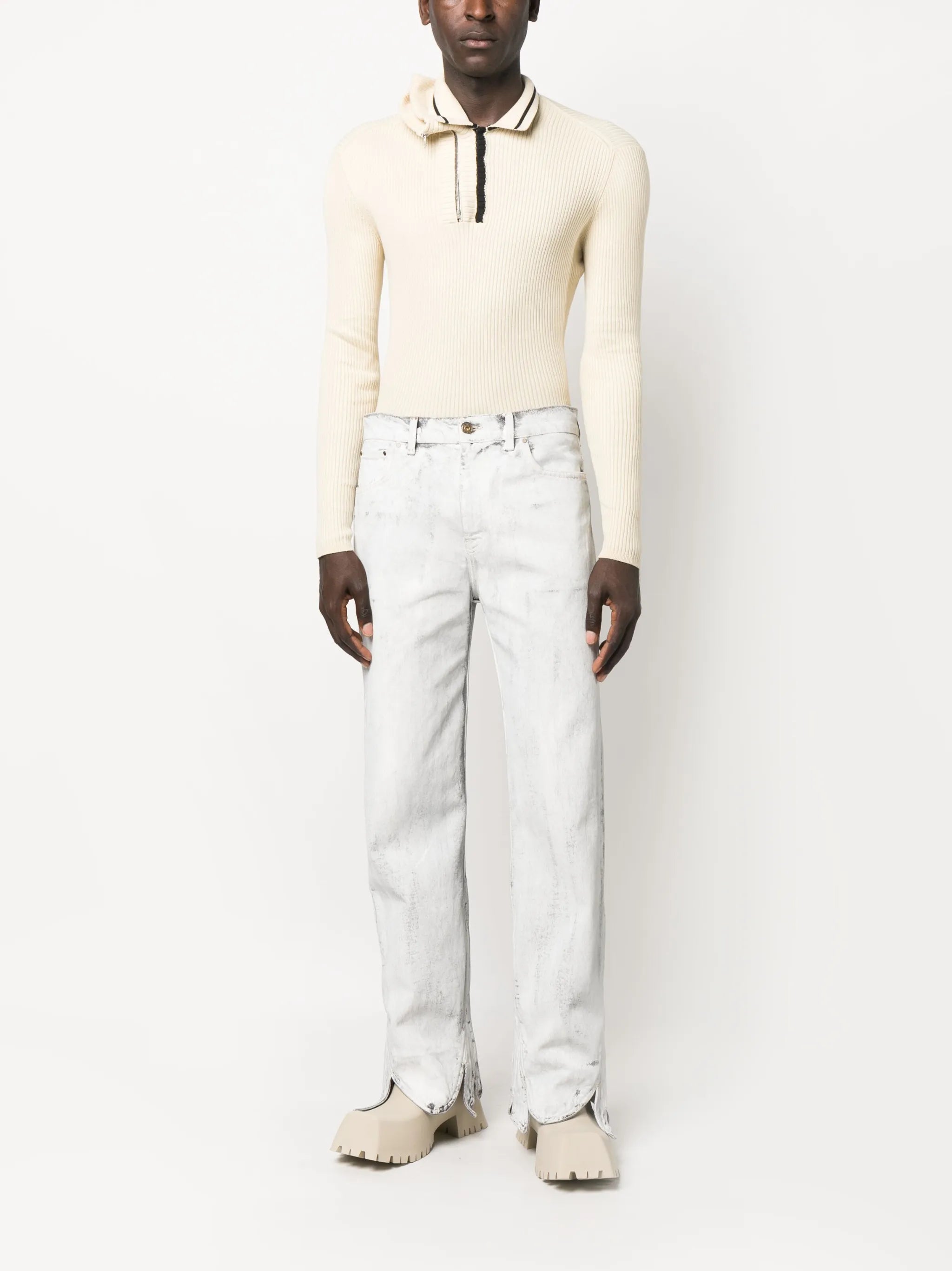 double-collar knit jumper