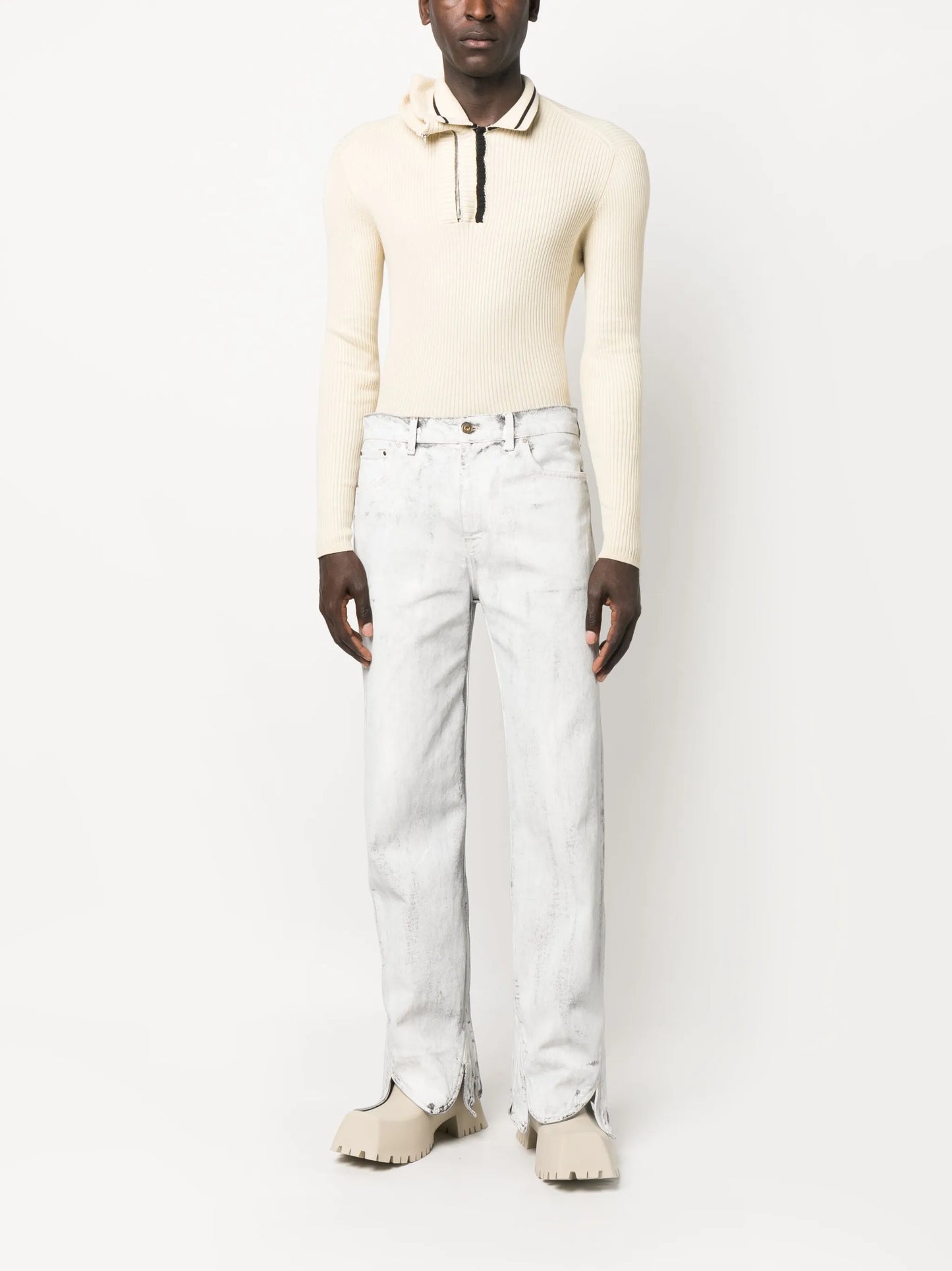double-collar knit jumper