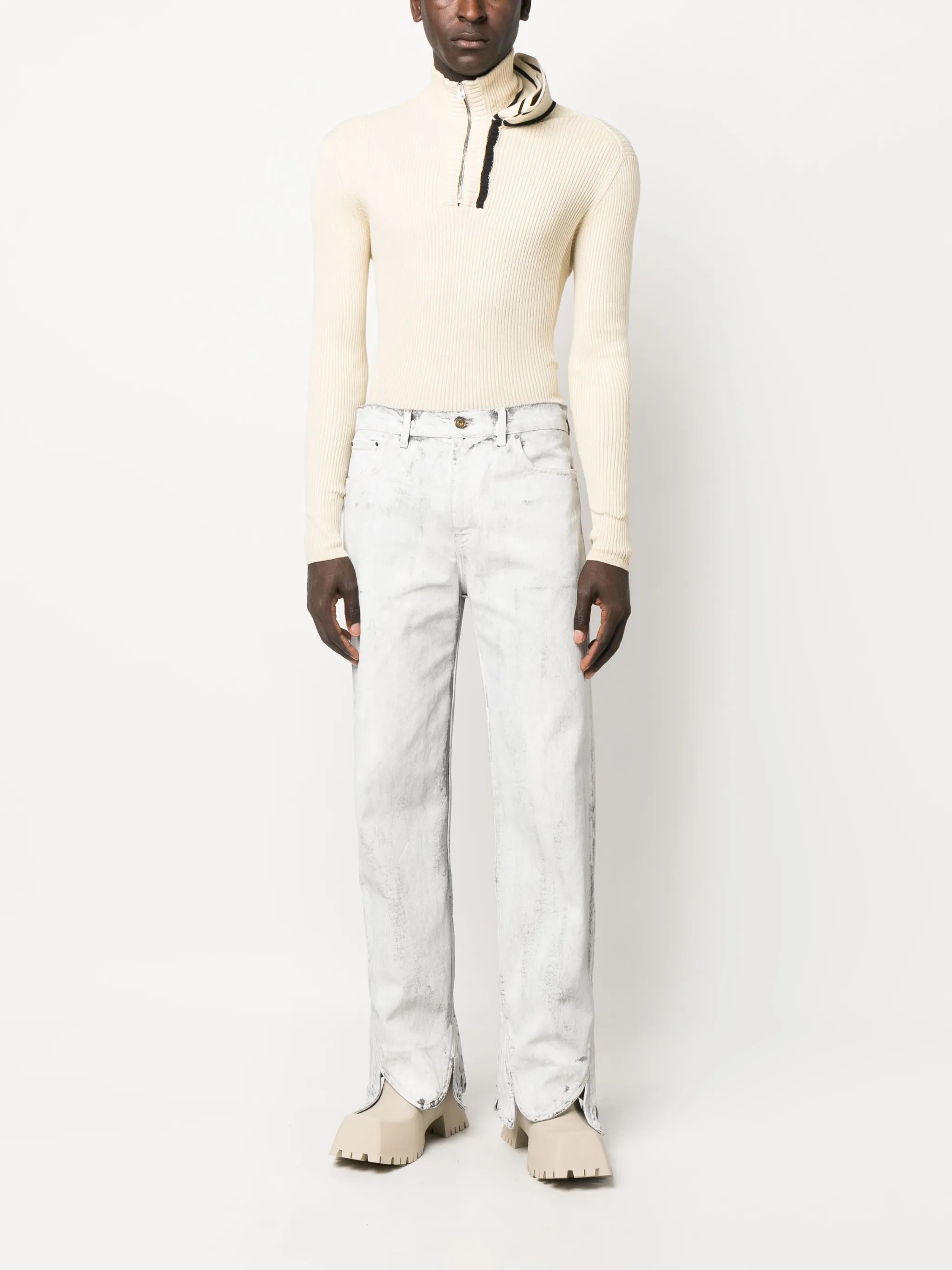 double-collar knit jumper