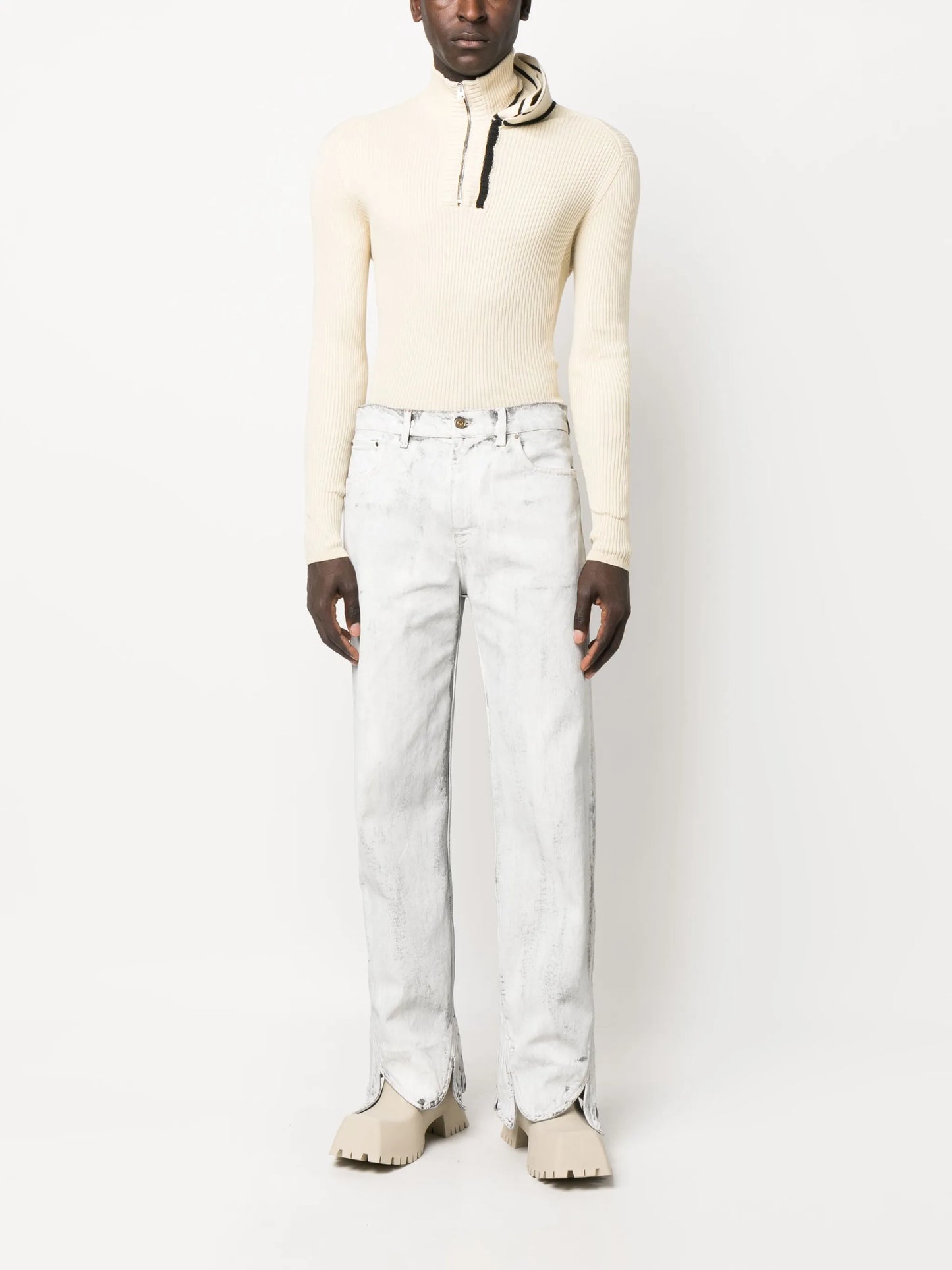 double-collar knit jumper