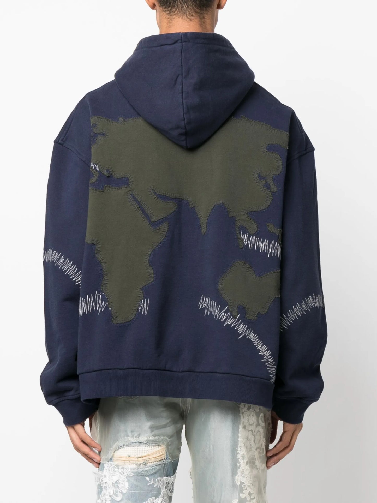 decorative-stitching cotton hoodie