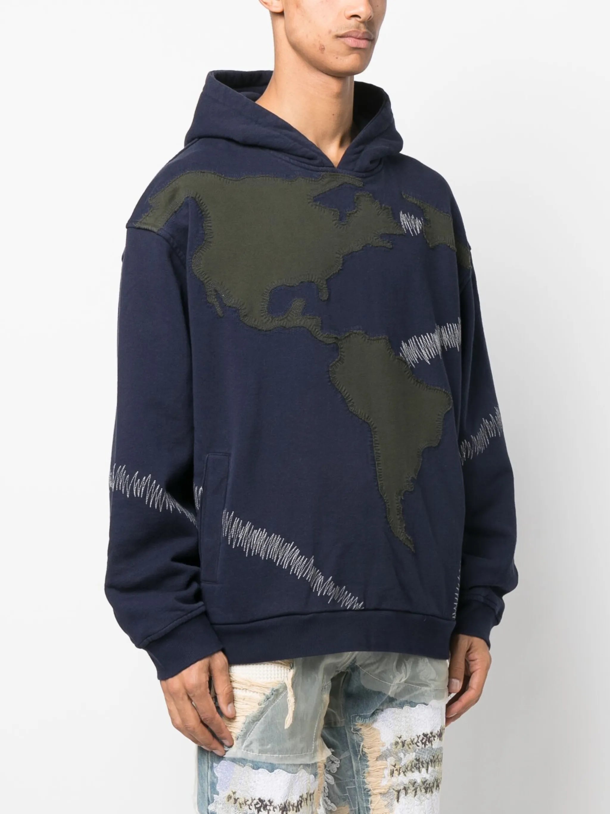 decorative-stitching cotton hoodie