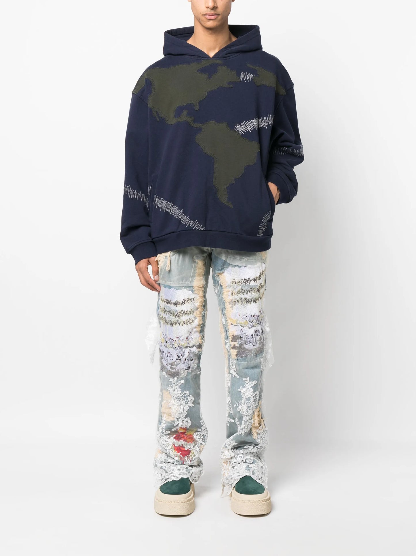 decorative-stitching cotton hoodie