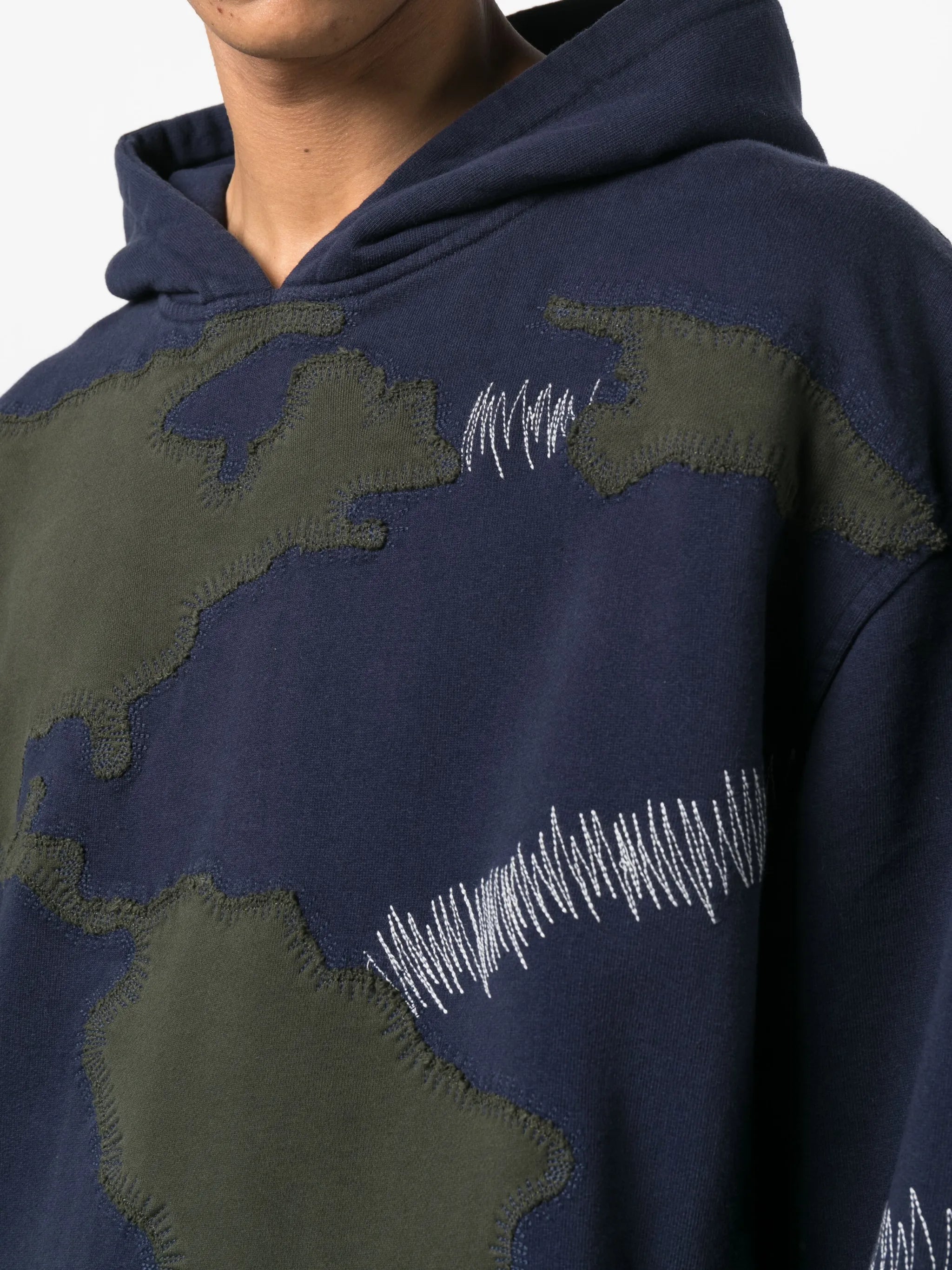 decorative-stitching cotton hoodie