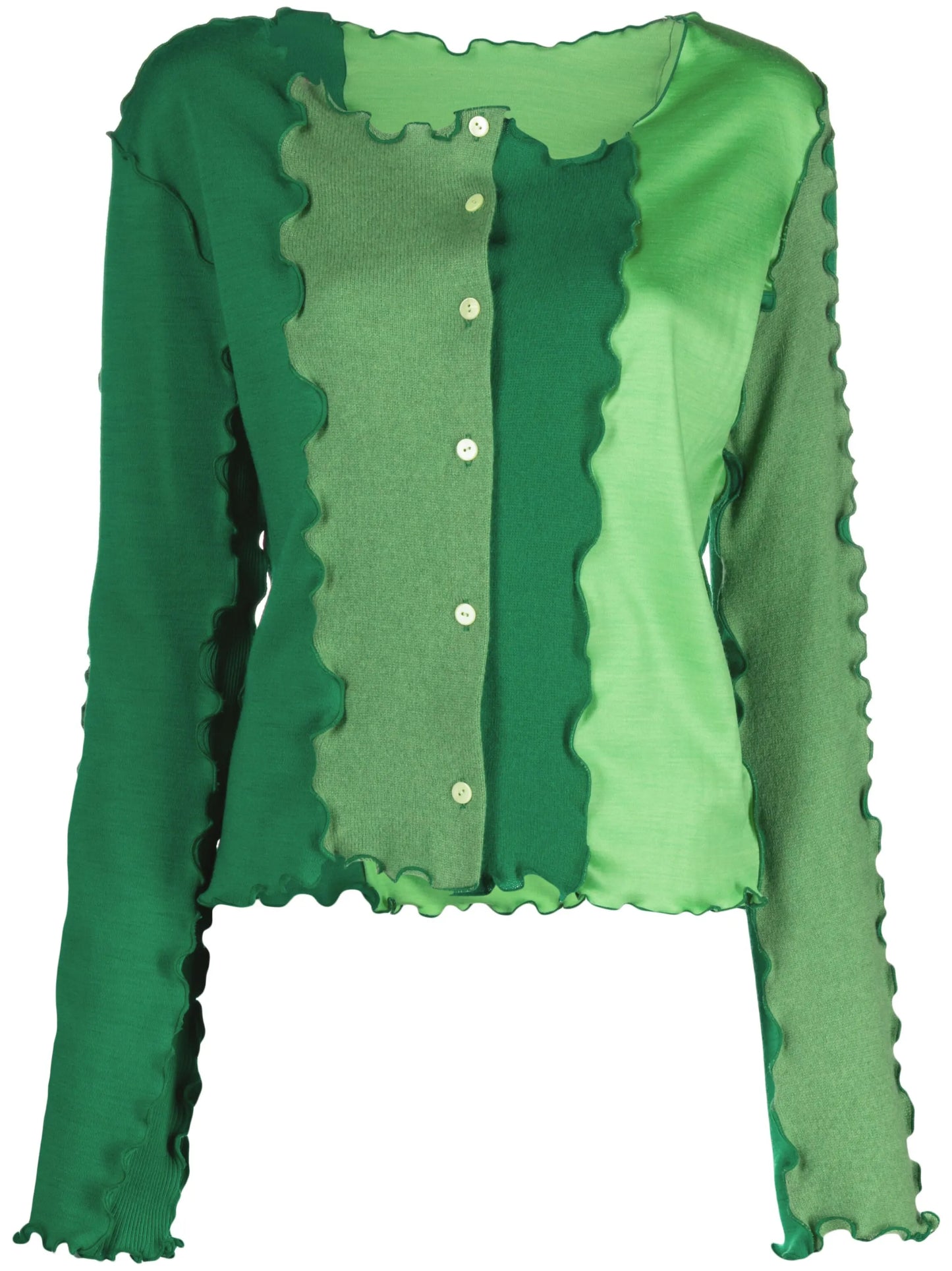 lettuce-trim panelled cardigan