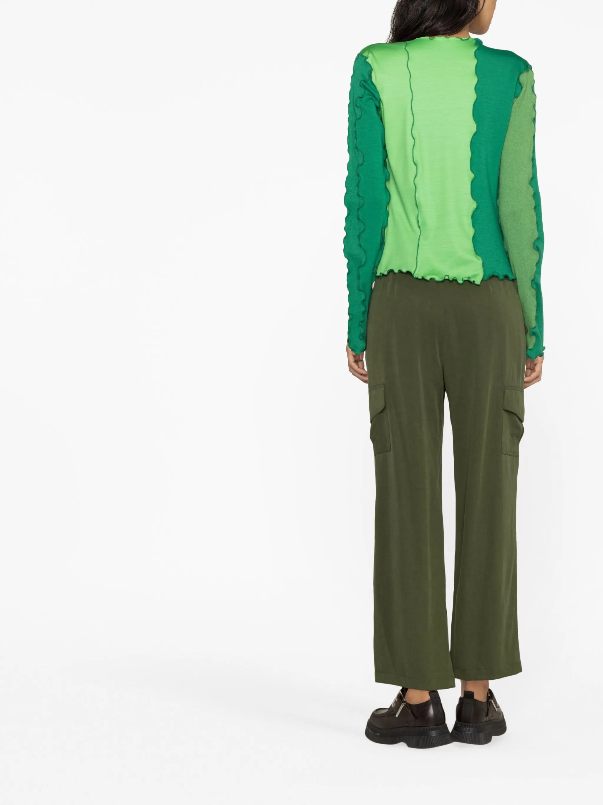 lettuce-trim panelled cardigan