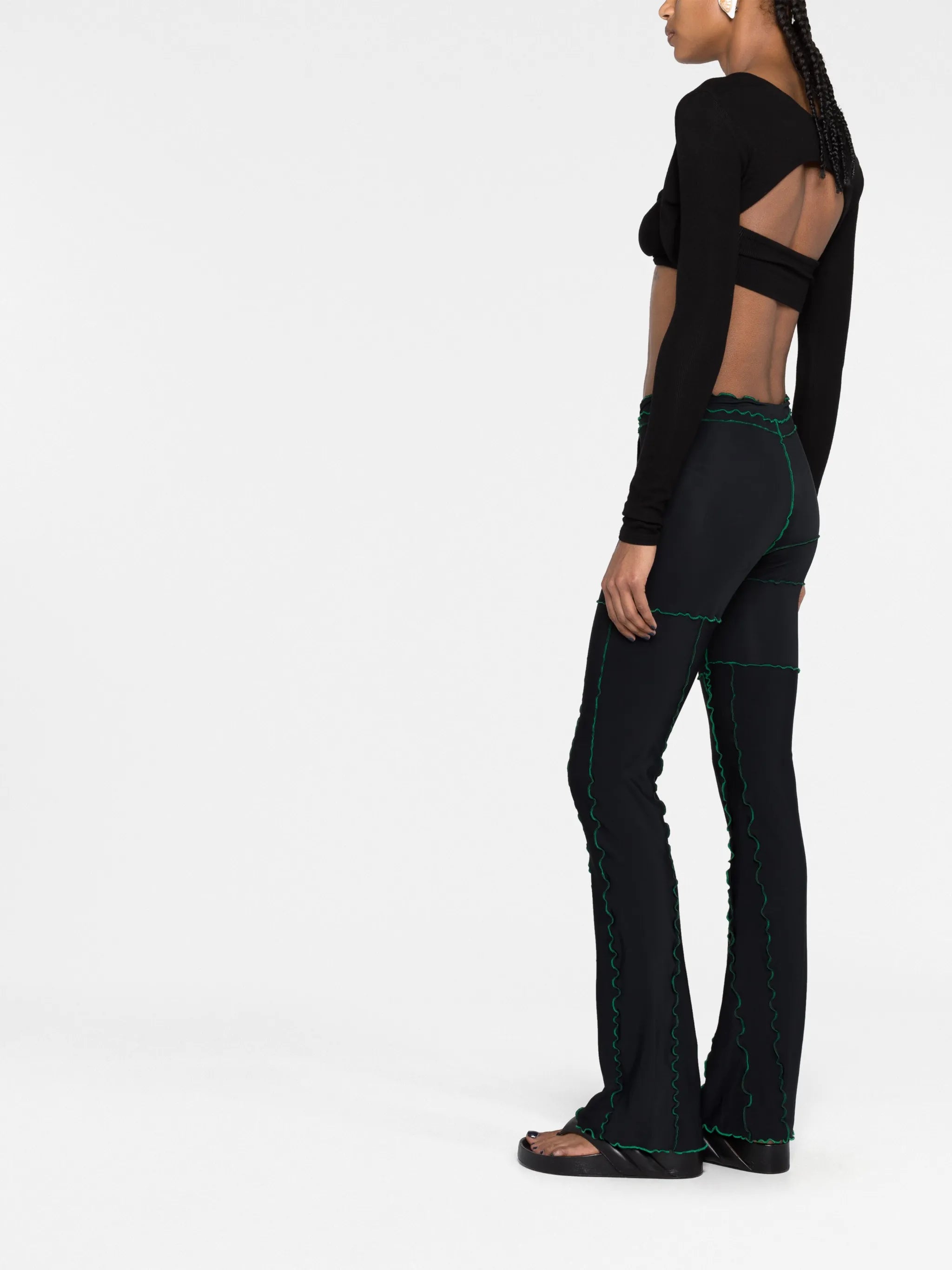 patchwork flared trousers