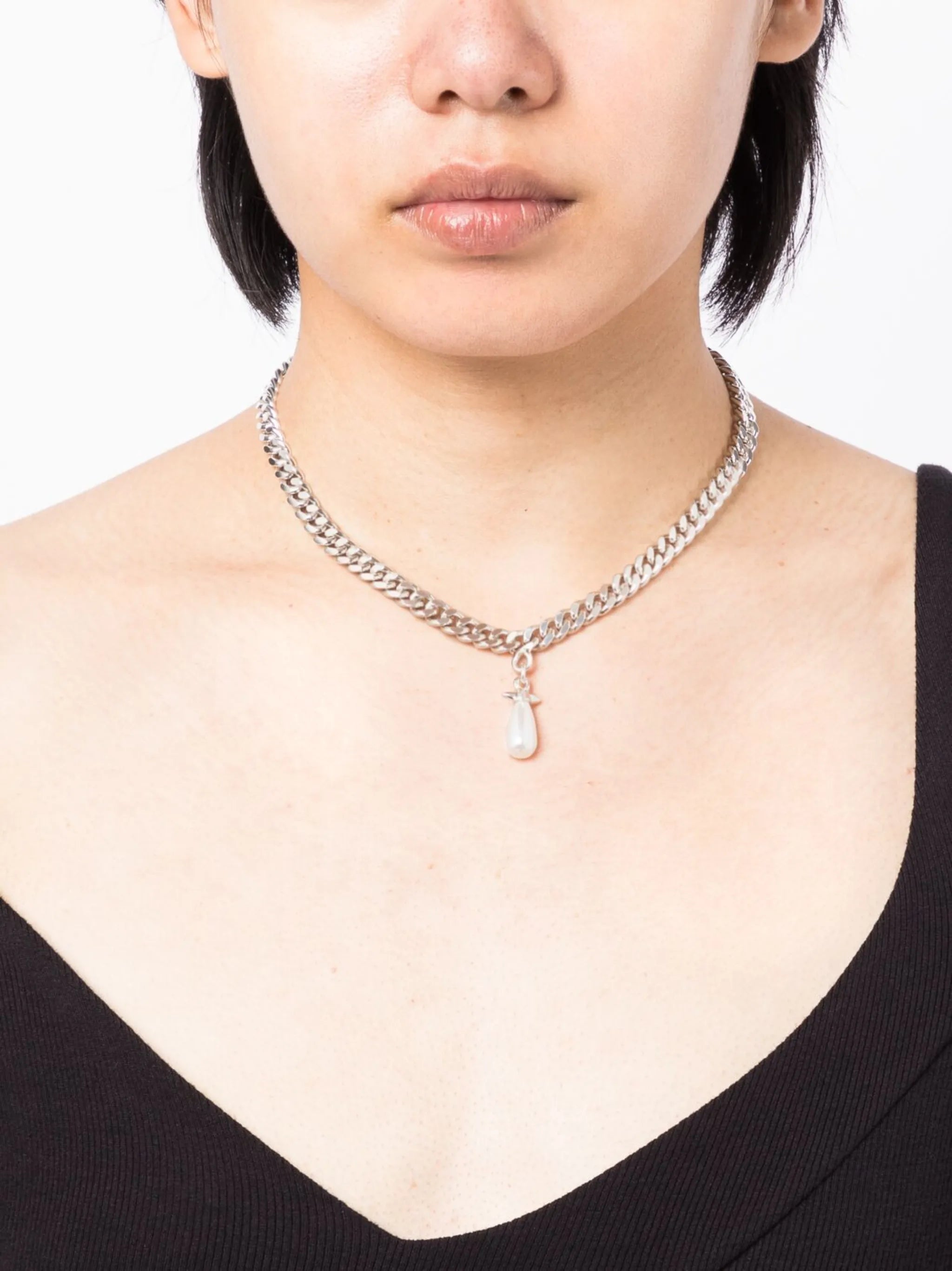 chunky-chain drop-pendant necklace