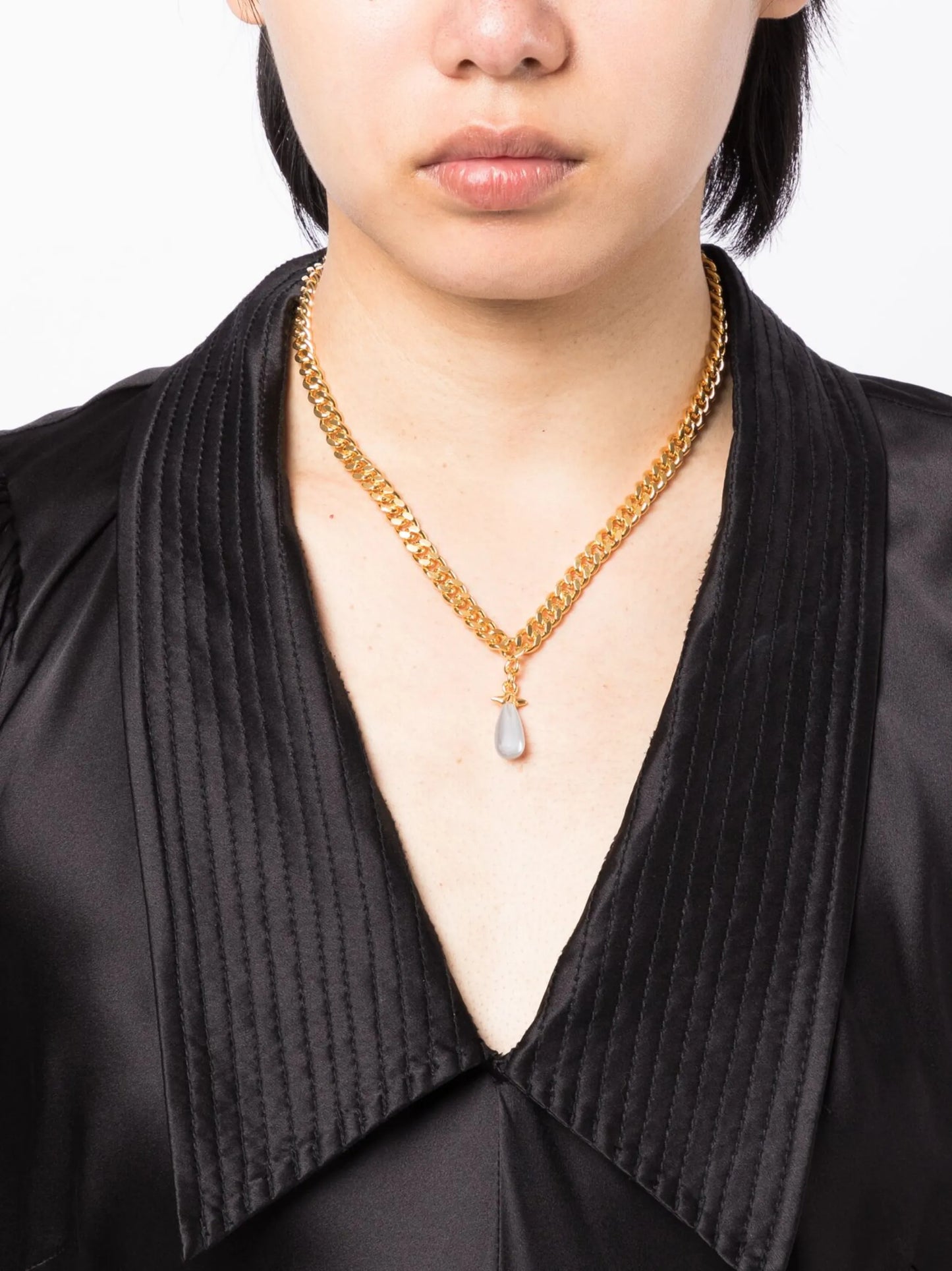 chunky chain drop-pendant necklace