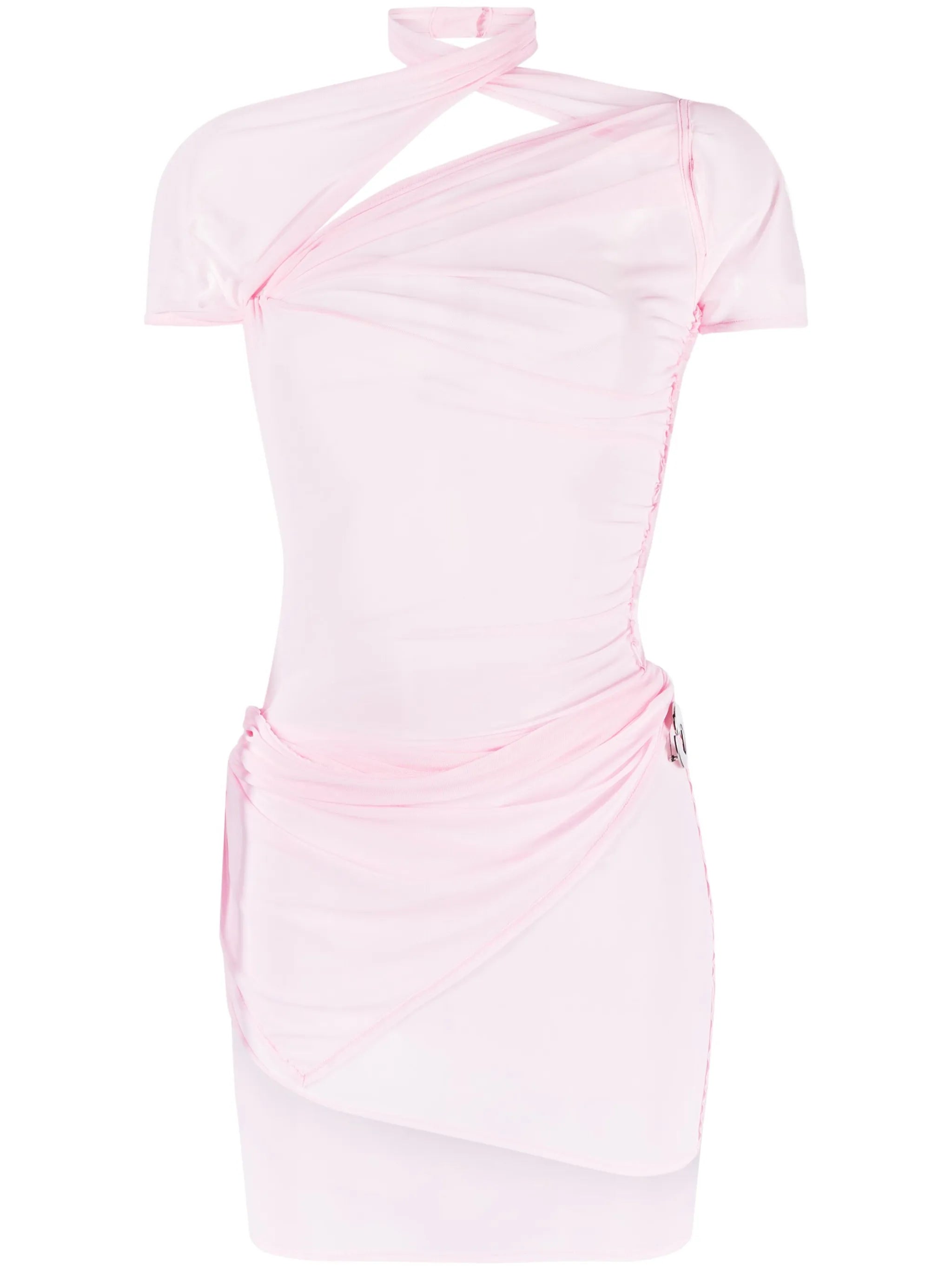 twisted semi-sheer mesh minidress