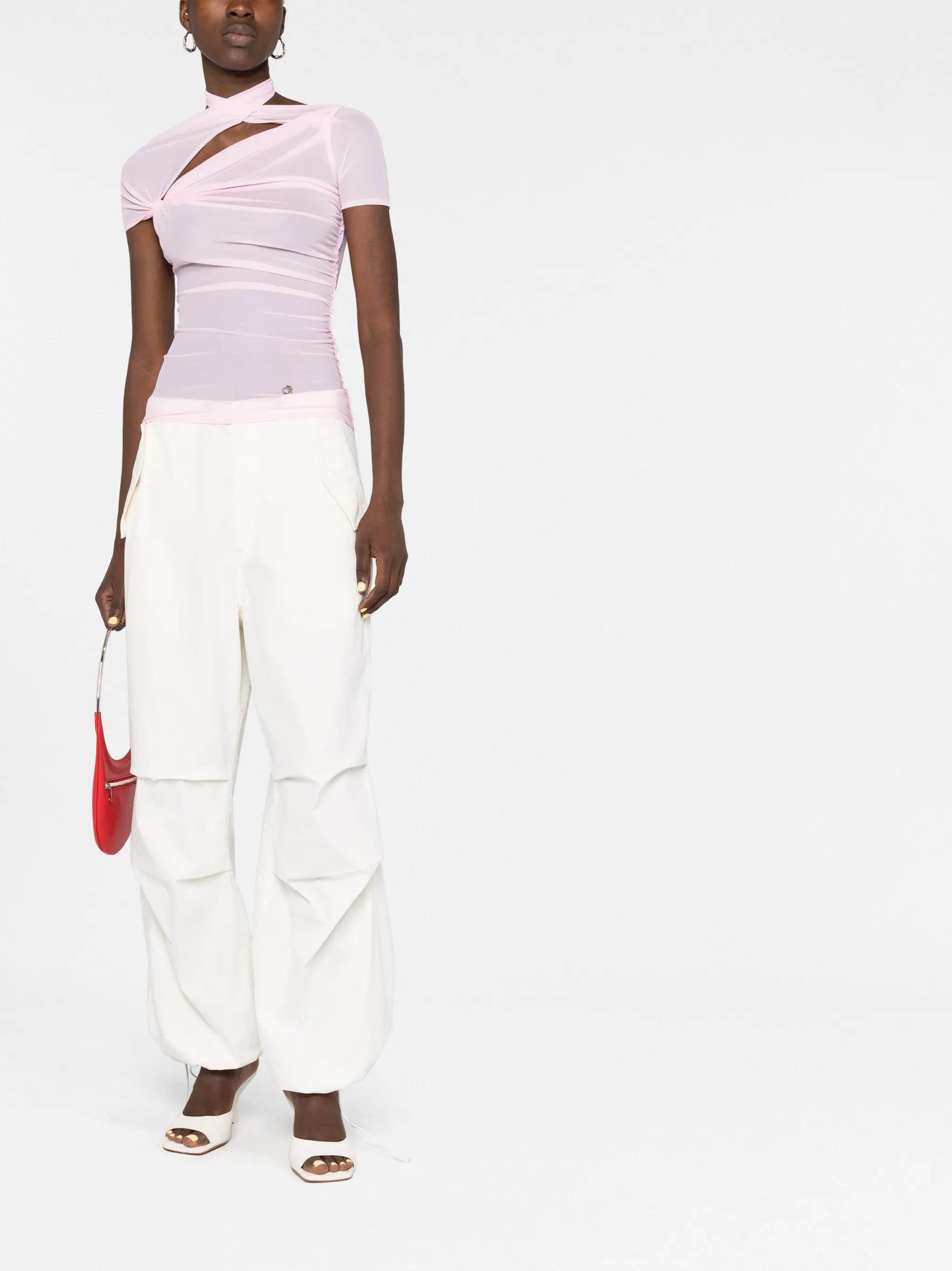 asymmetric draped mesh top
