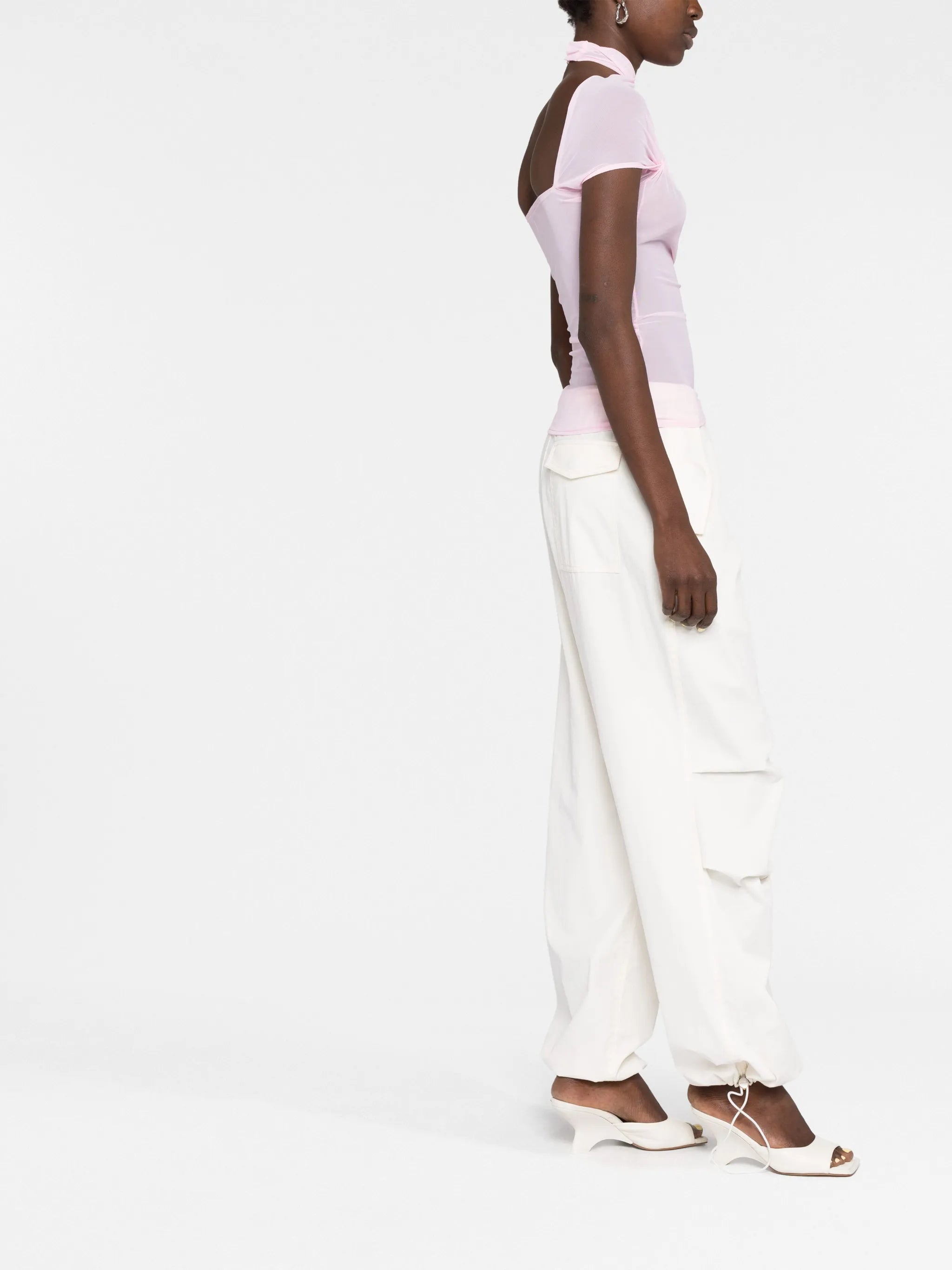 asymmetric draped mesh top