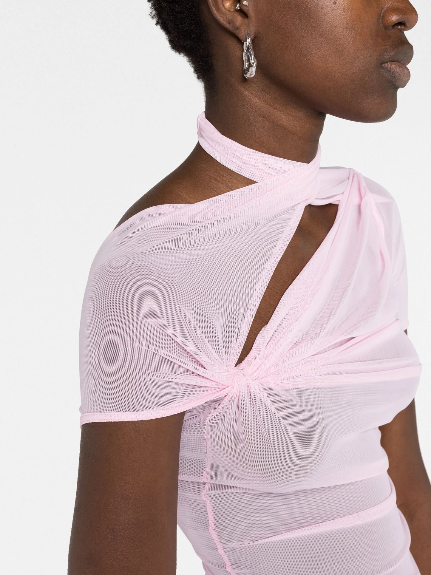 asymmetric draped mesh top