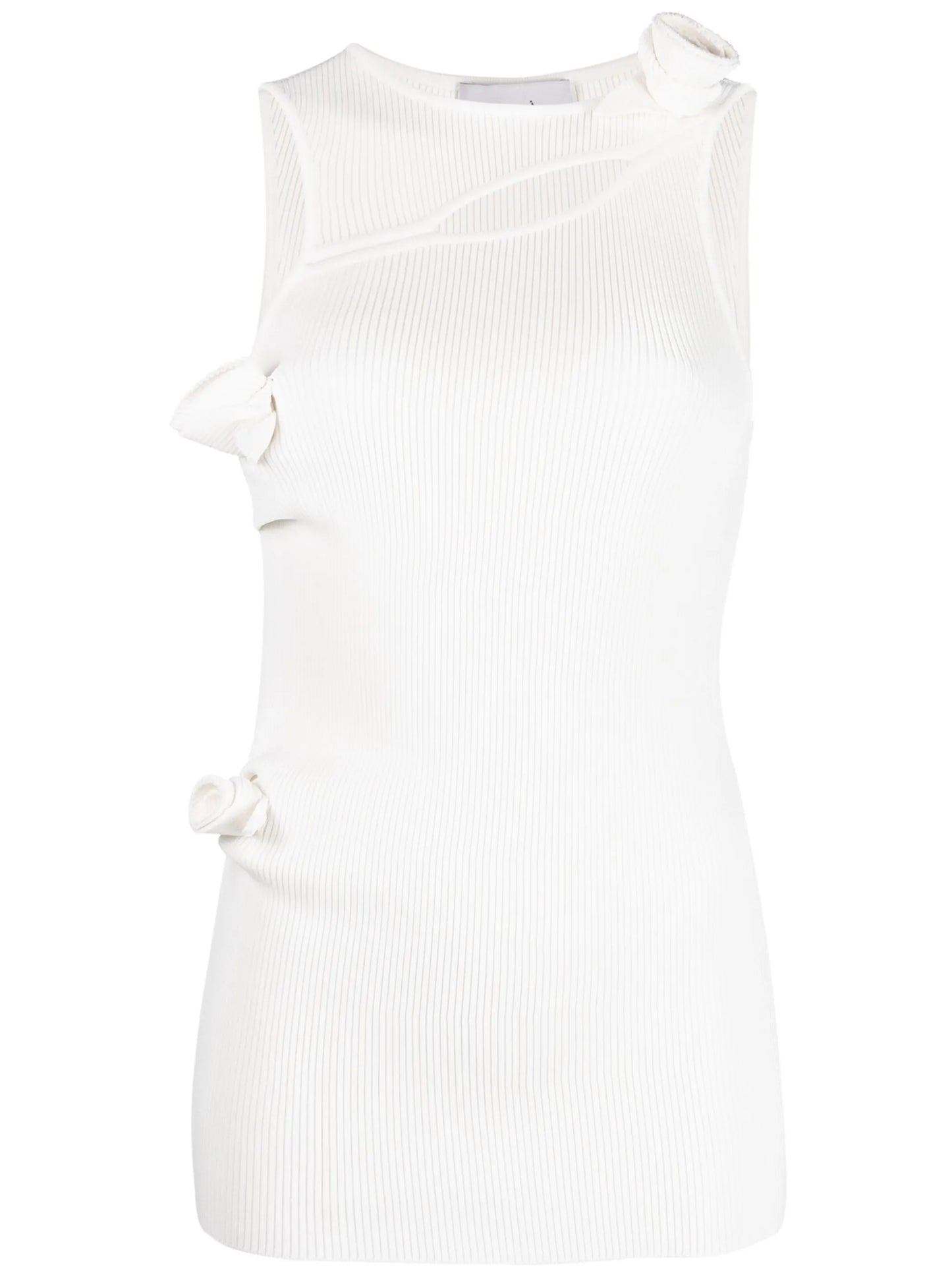 asymmetric-flower knitted tank top