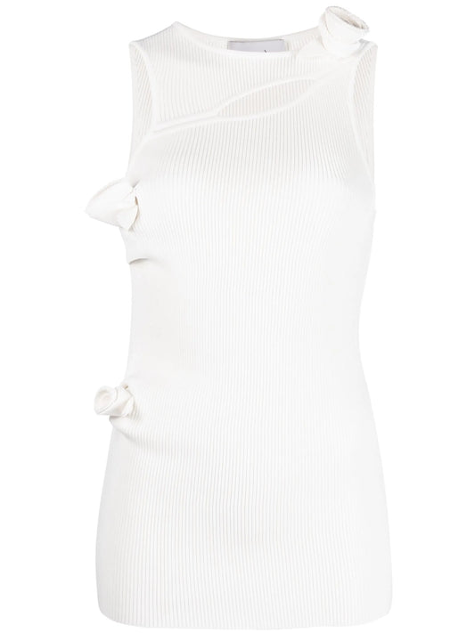asymmetric-flower knitted tank top