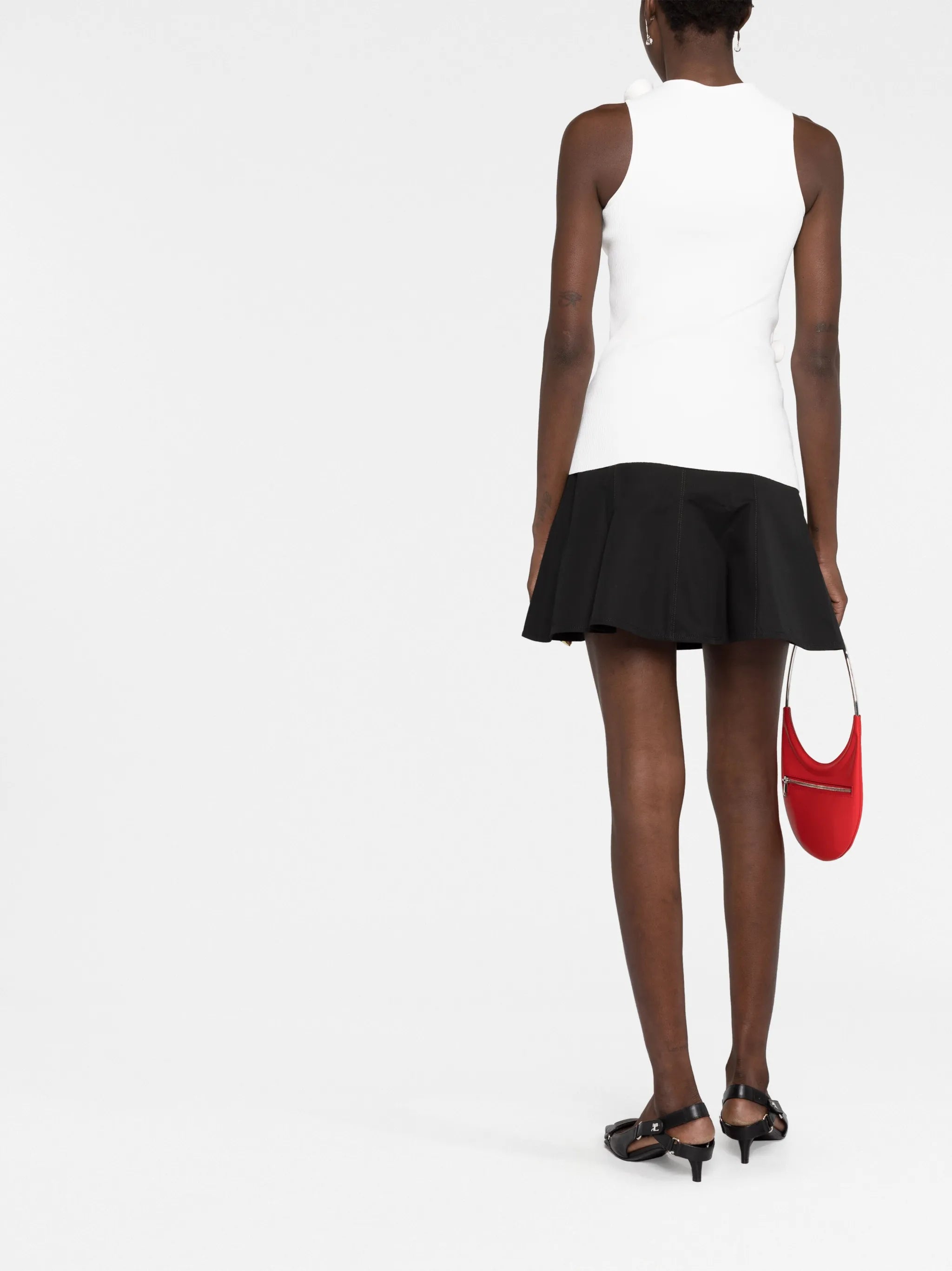 asymmetric-flower knitted tank top