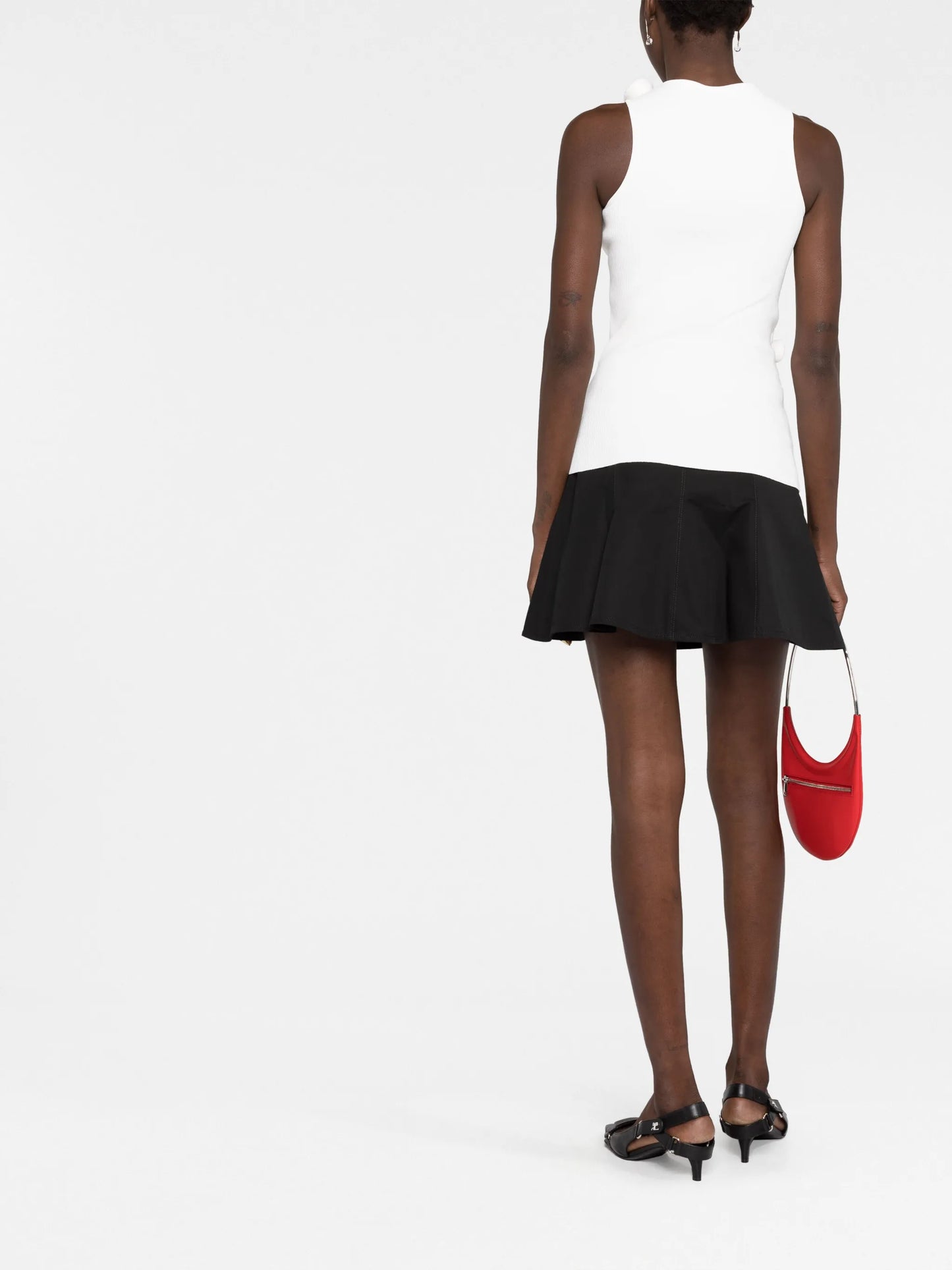 asymmetric-flower knitted tank top