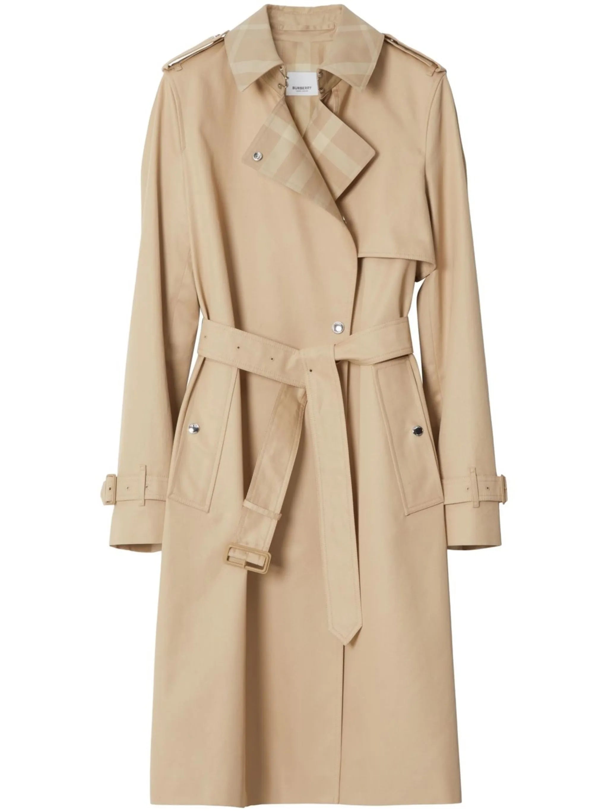 Check Panel Gabardine trench coat
