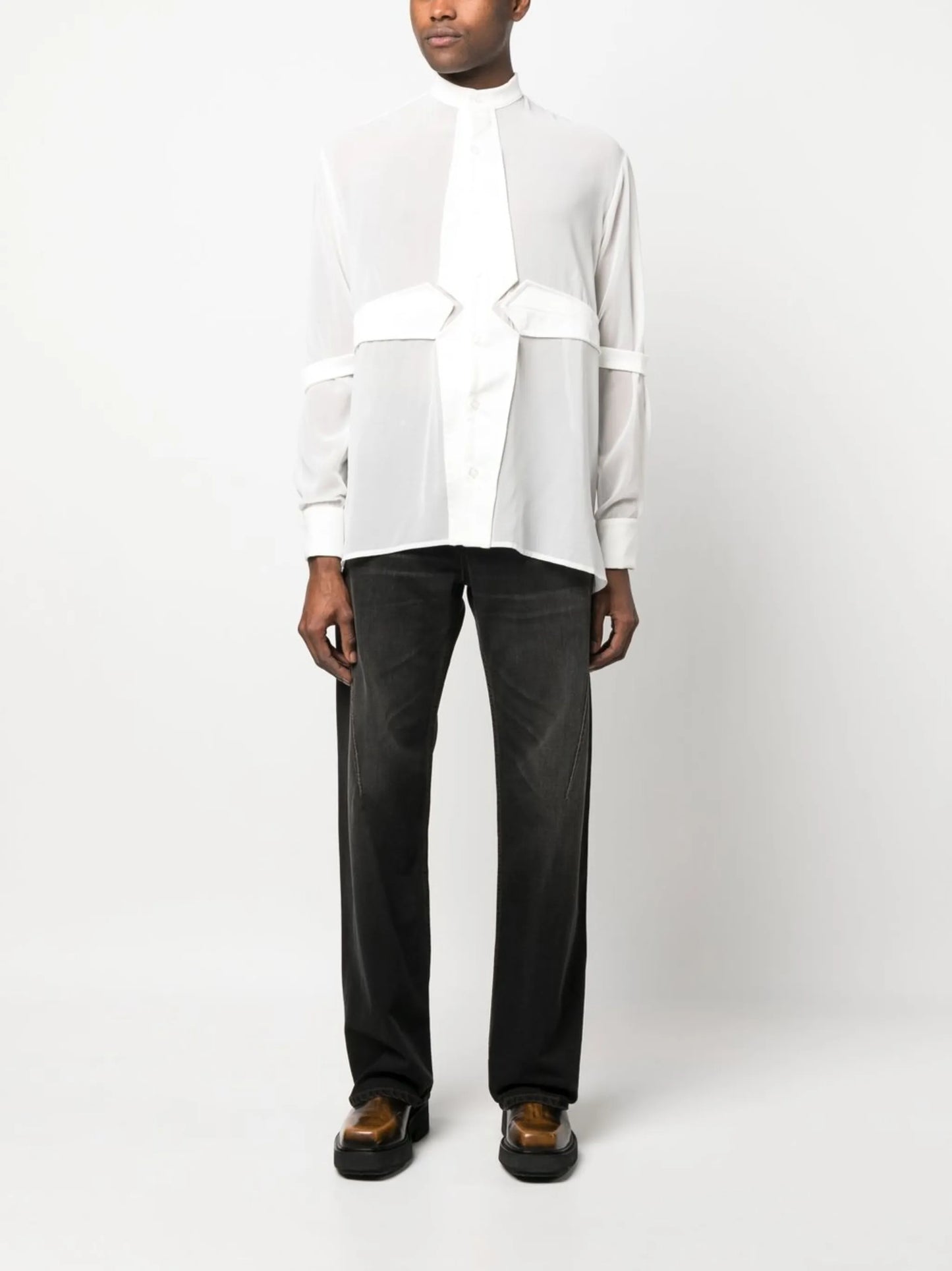 logo-embroidered straight leg jeans