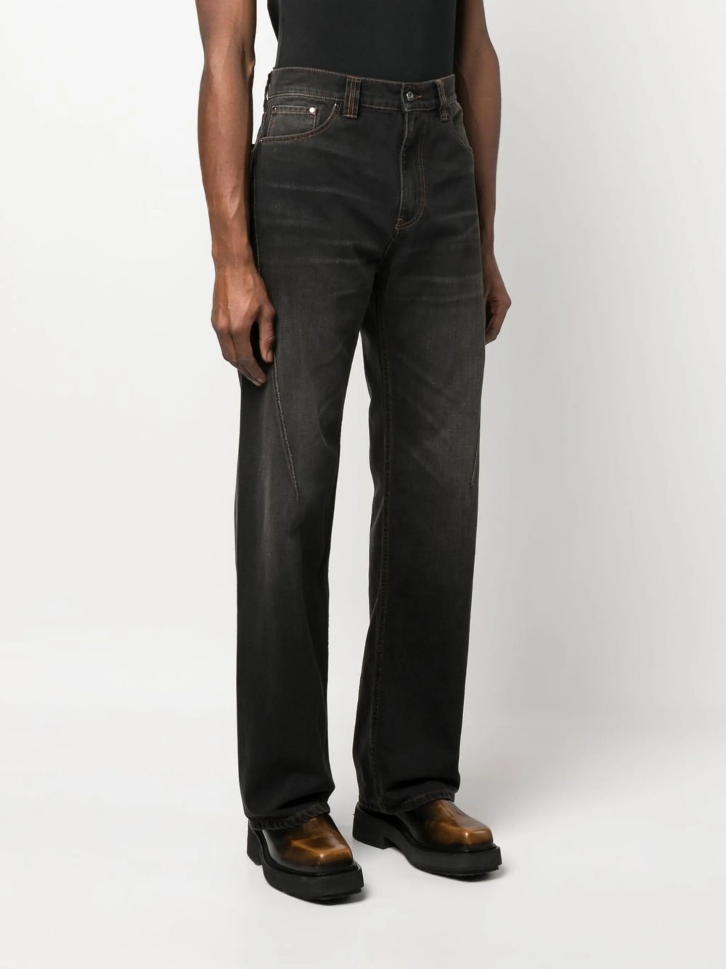 logo-embroidered straight leg jeans