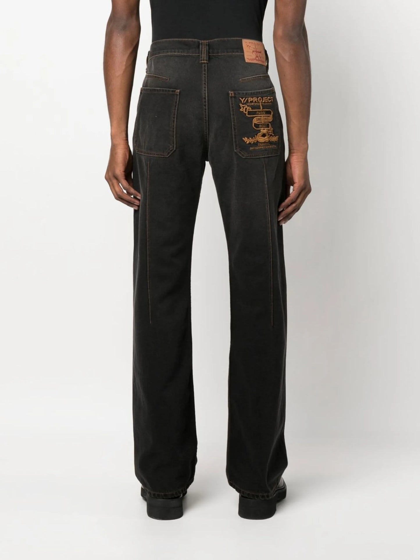 logo-embroidered straight leg jeans