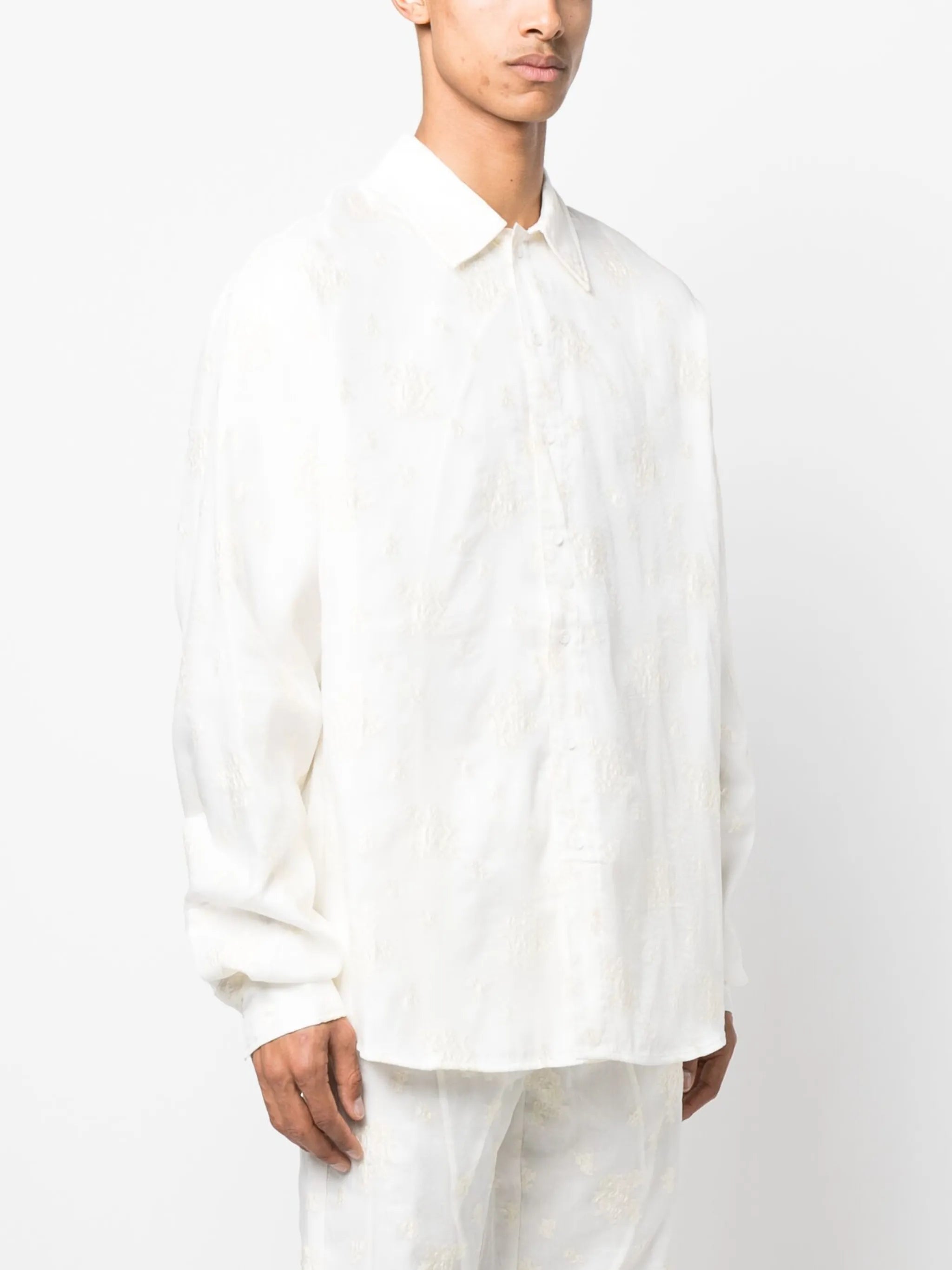 patterned jacquard linen shirt