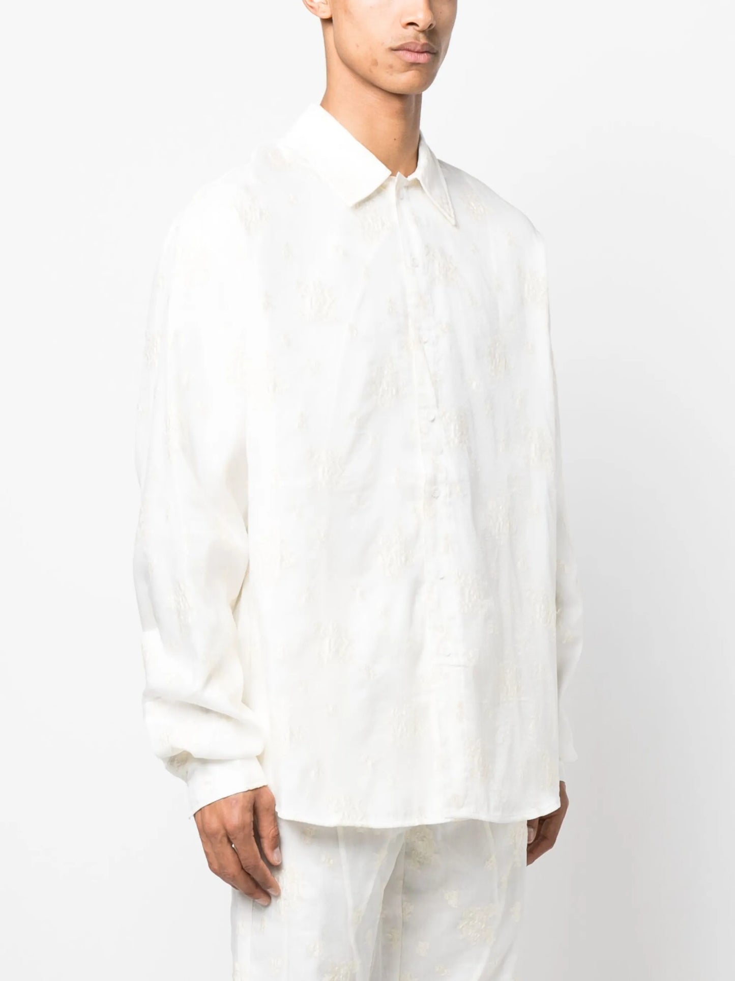 patterned jacquard linen shirt