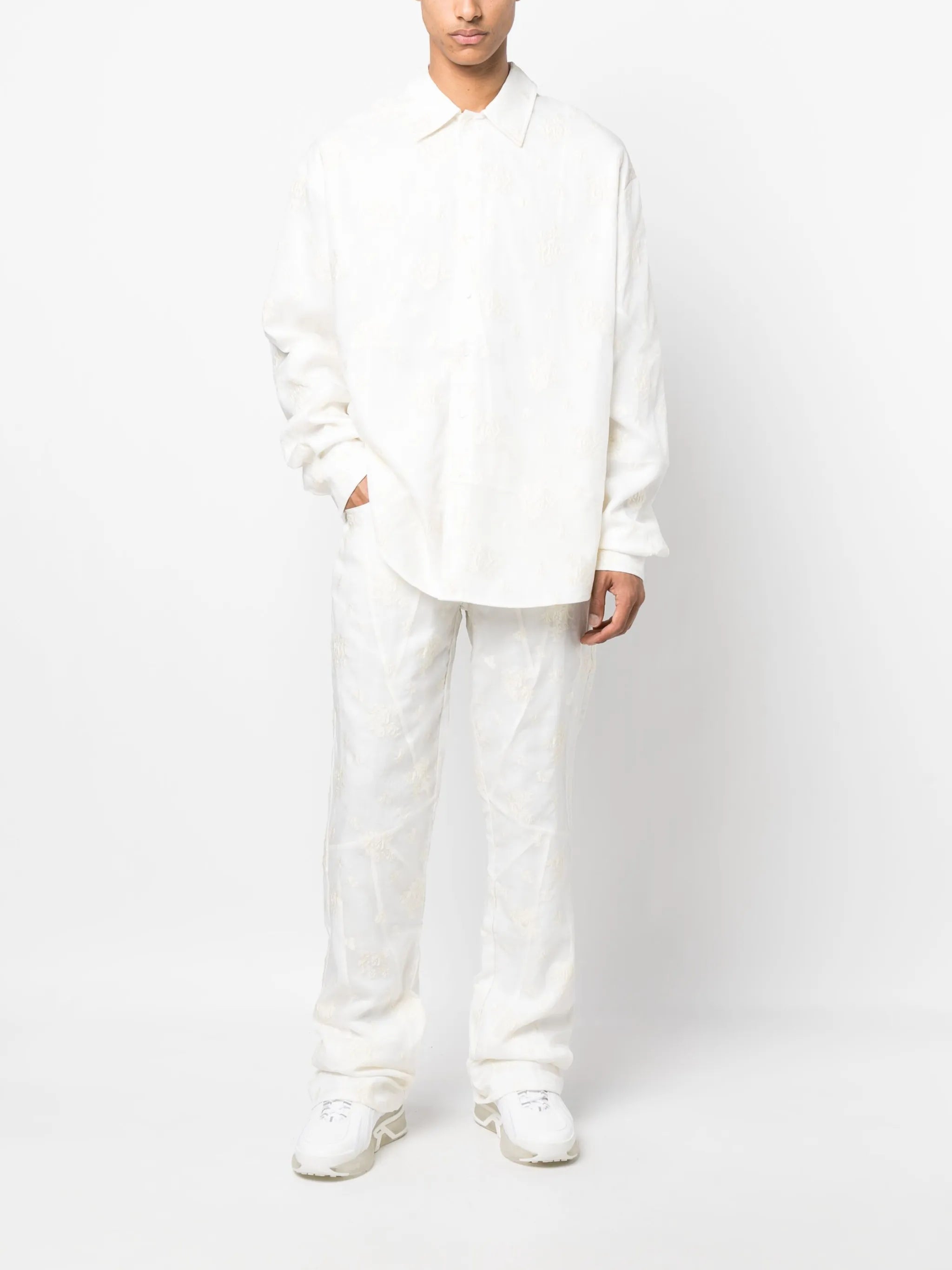 patterned jacquard linen shirt