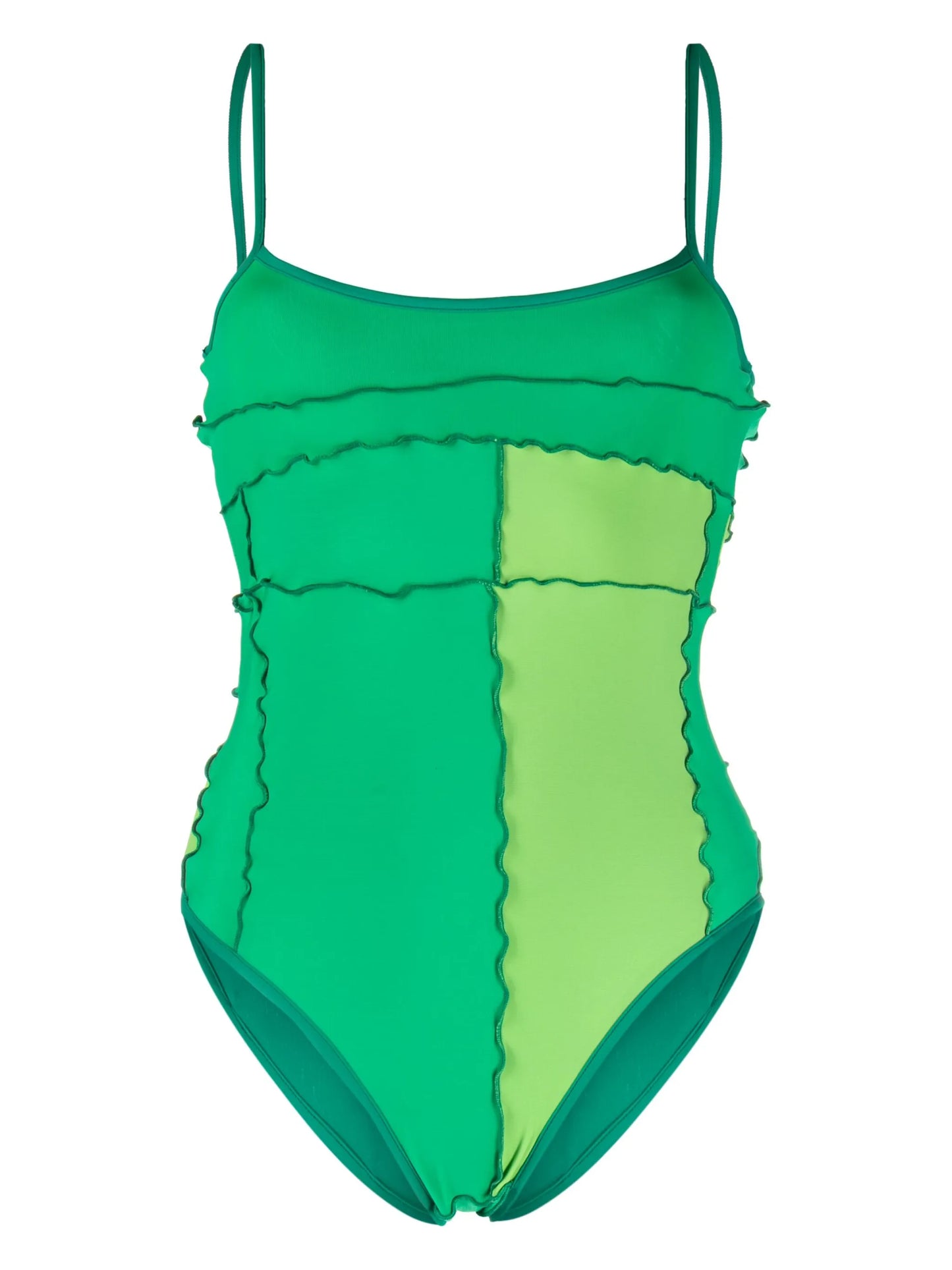 ruffle-trim sleeveless swimsuit