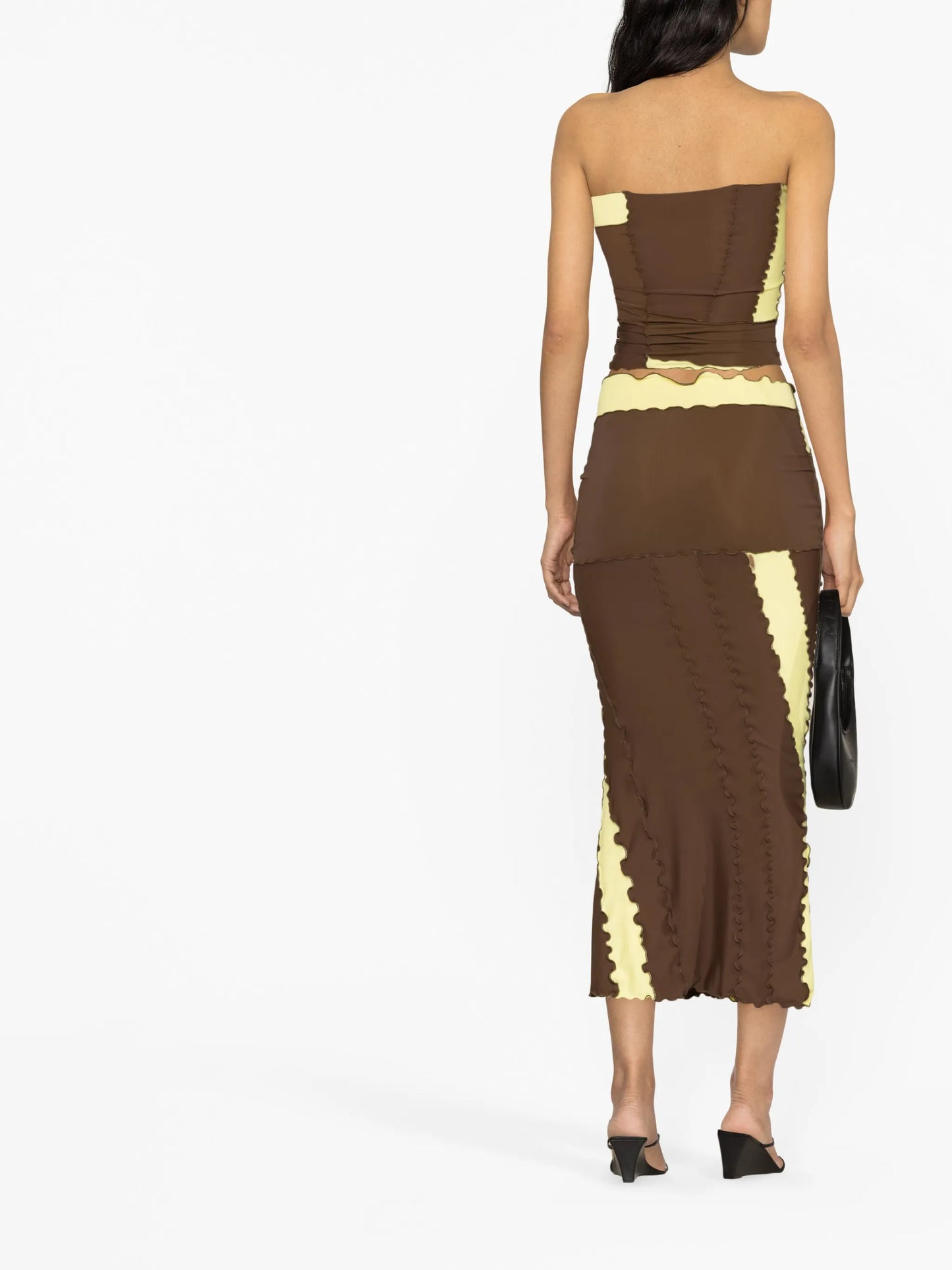 high-waisted multi-panel skirt
