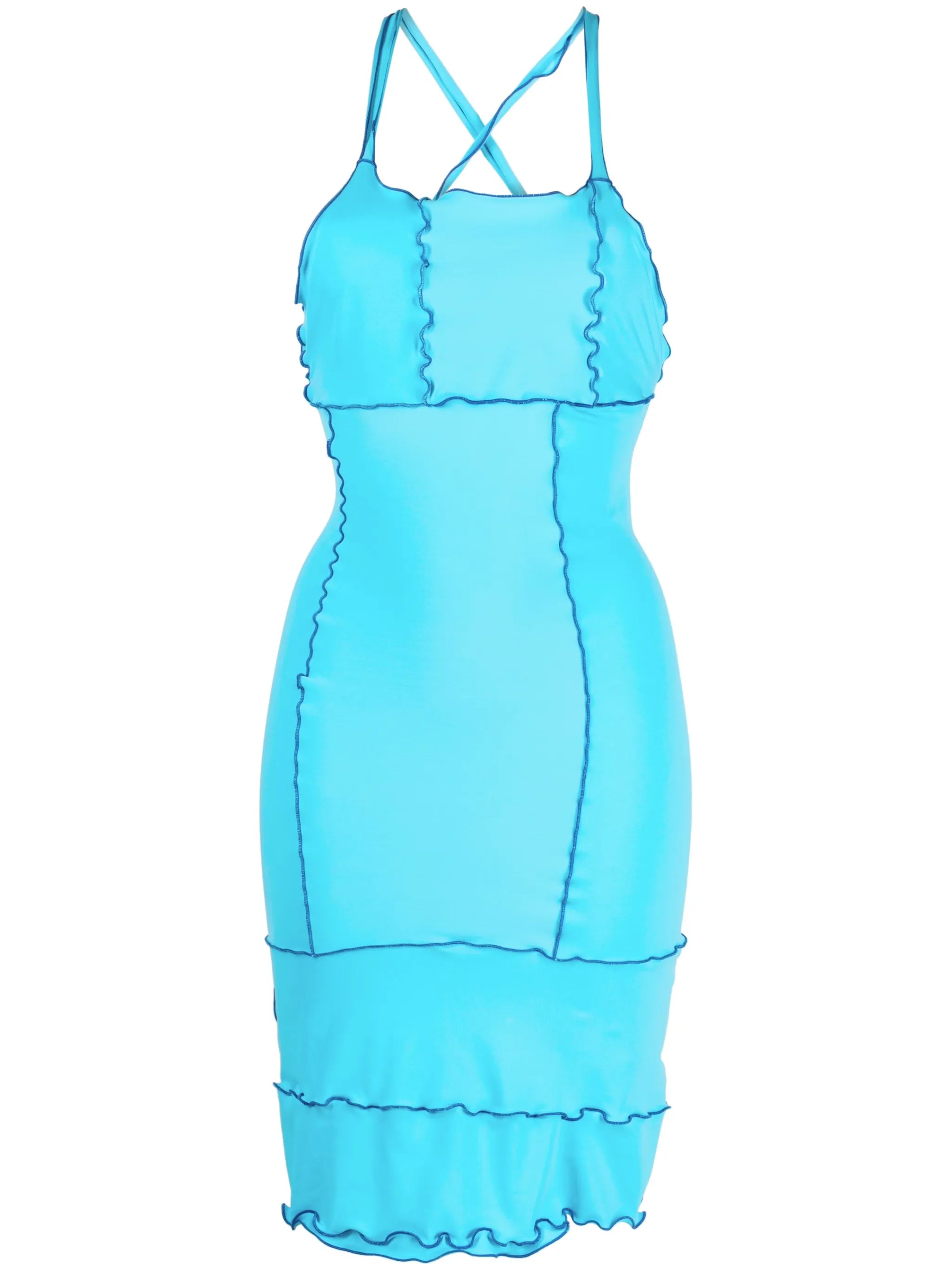 rolled-trim sleeveless dress
