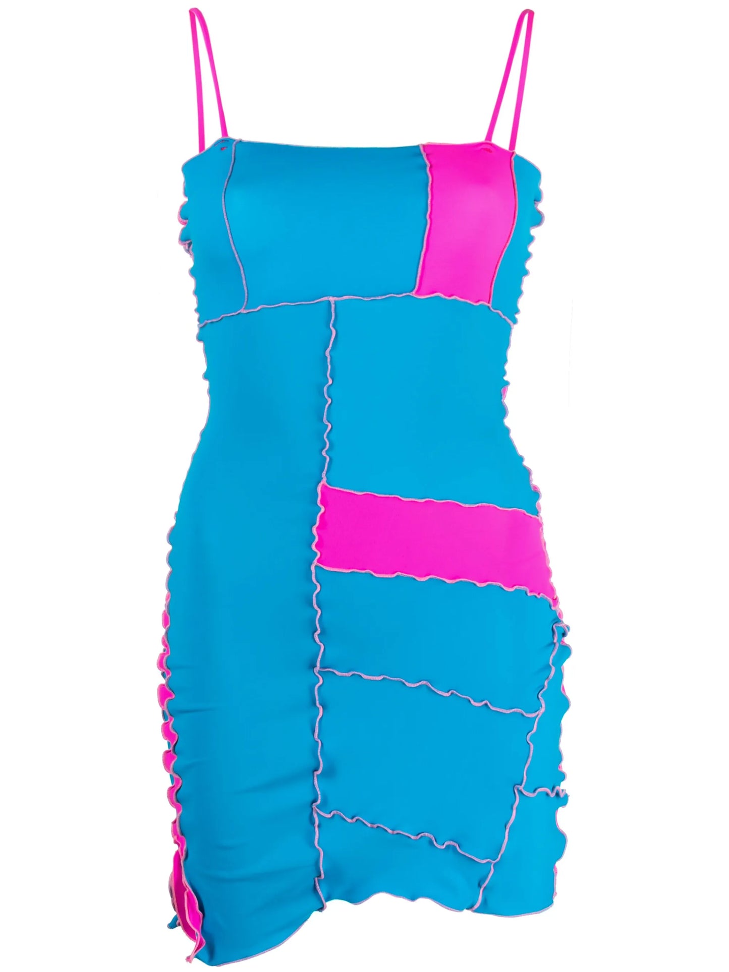 patchwork lettuce-hem minidress
