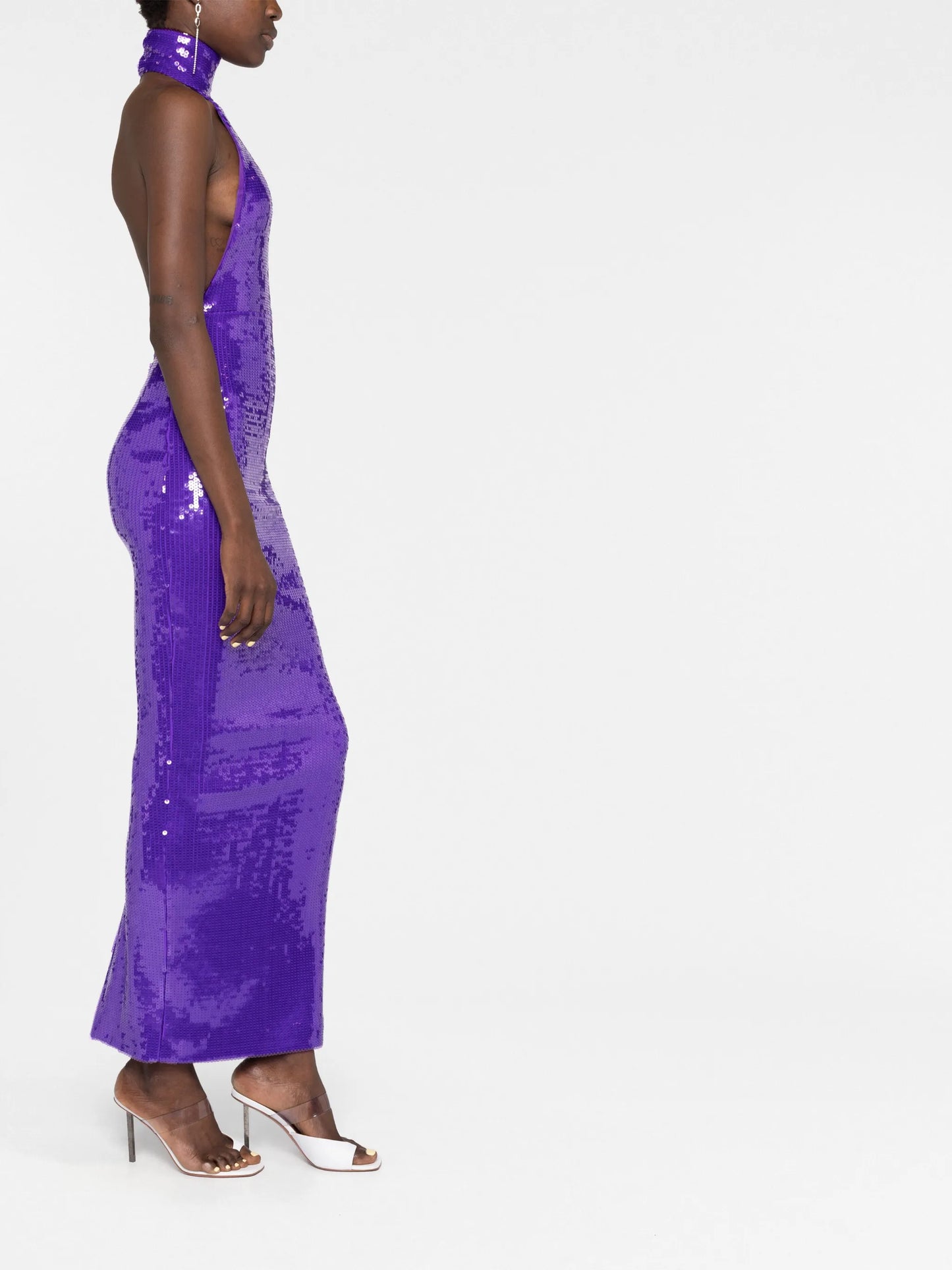 halterneck sequin gown