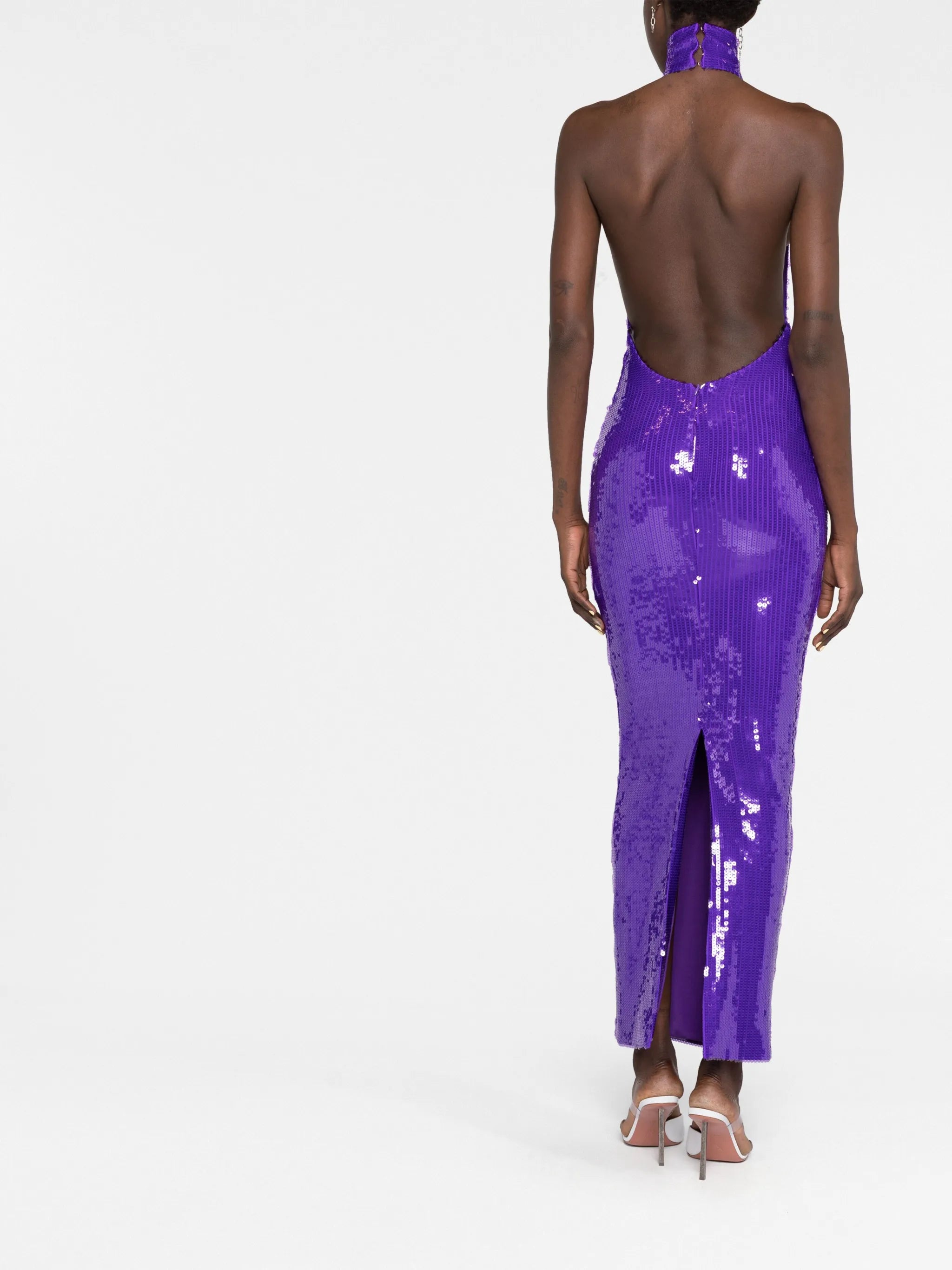 halterneck sequin gown