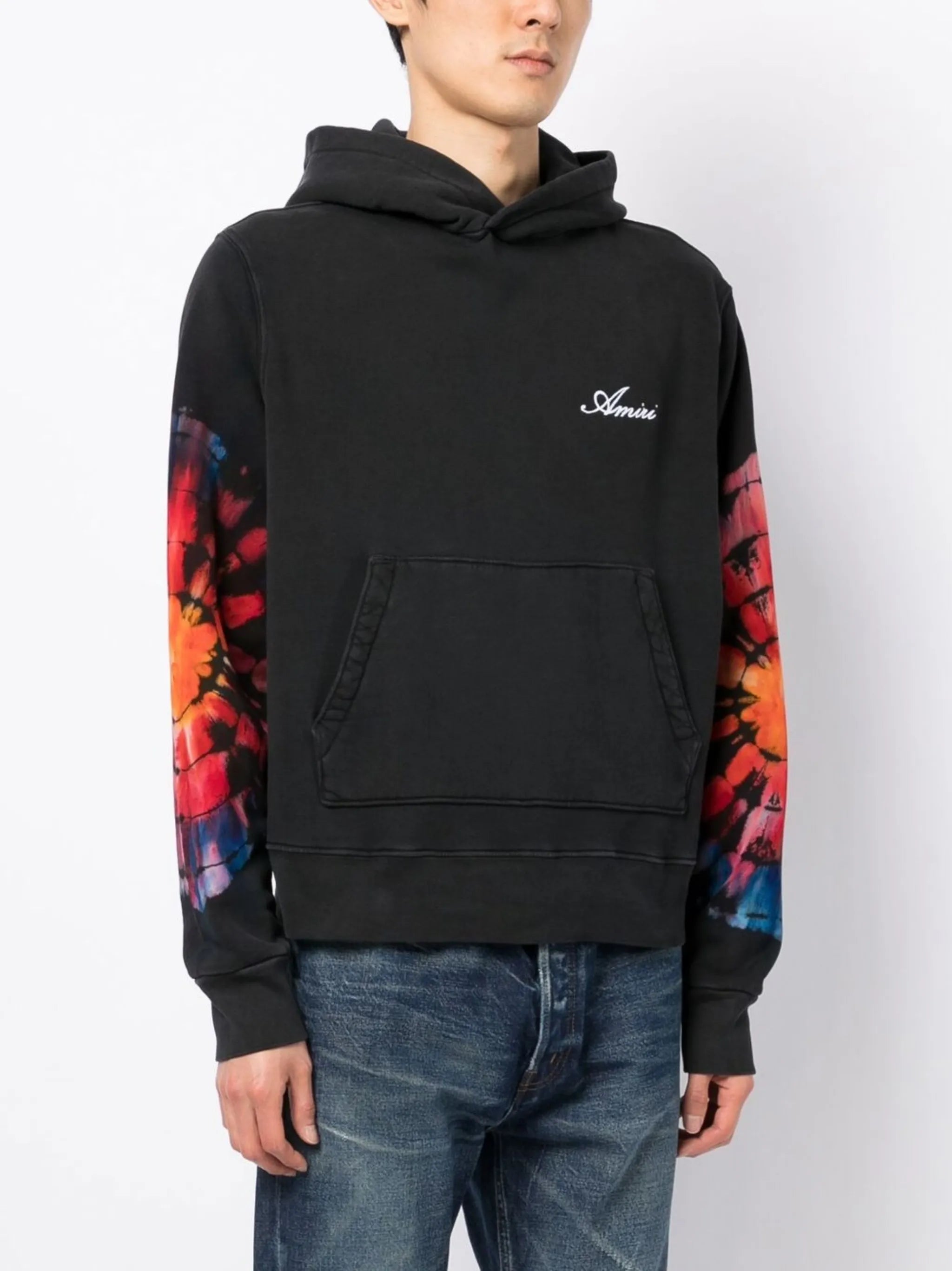 tie-dye logo-embroidered hoodie