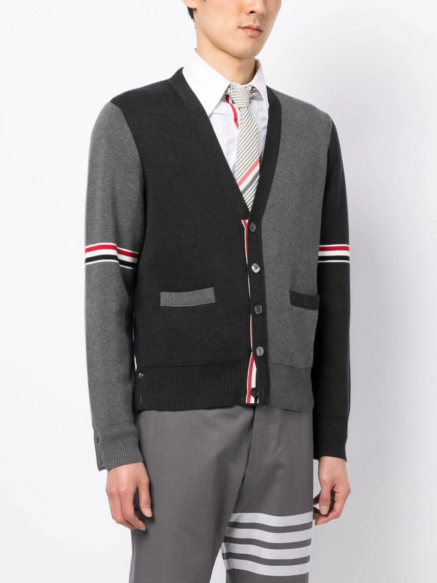 colour-block cotton cardigan
