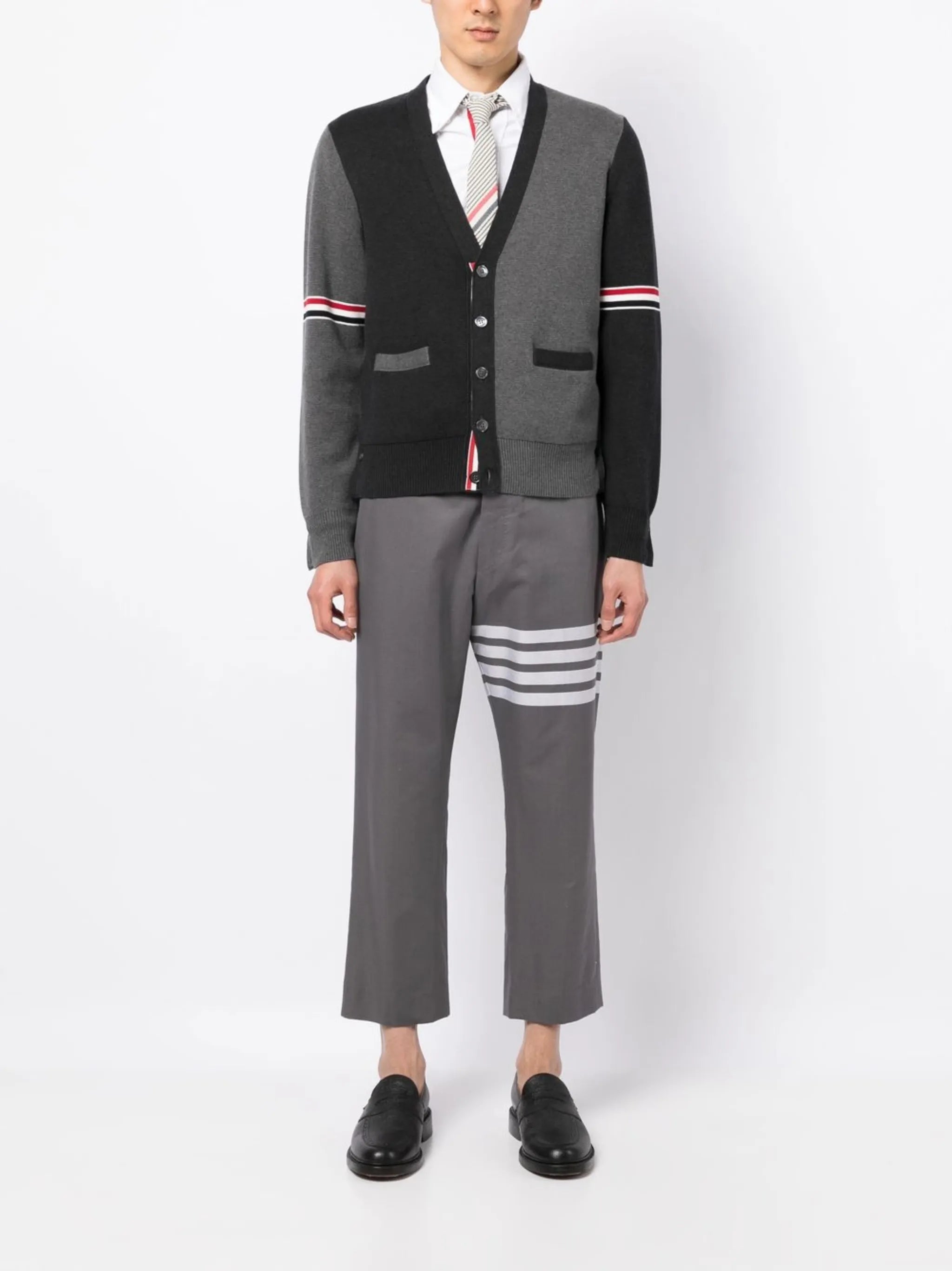 colour-block cotton cardigan