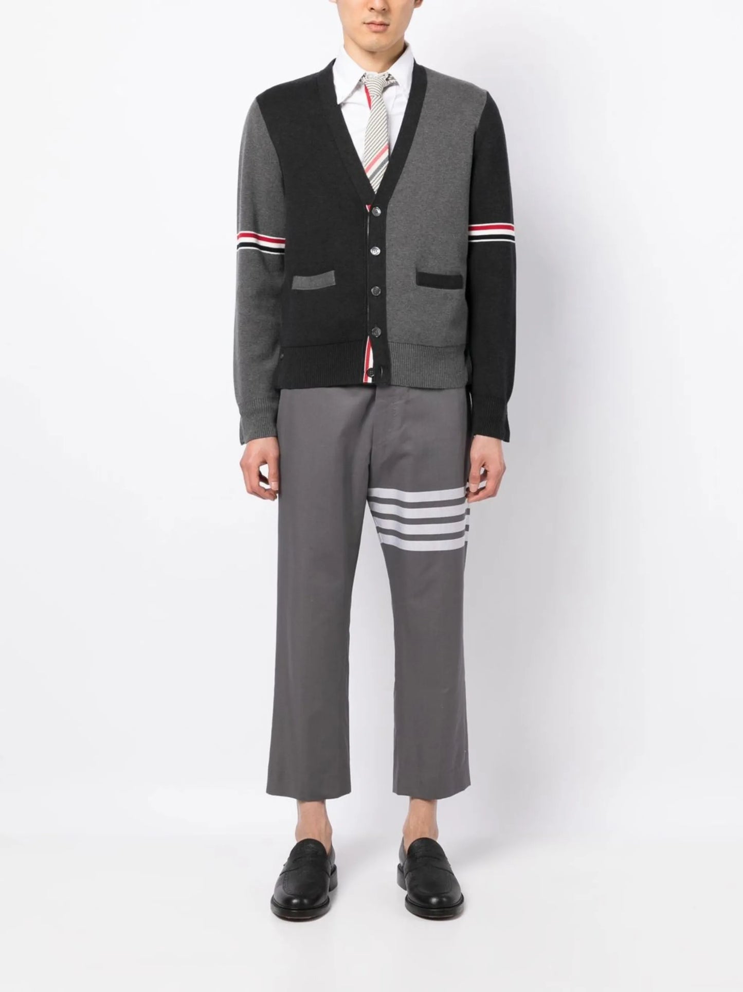colour-block cotton cardigan