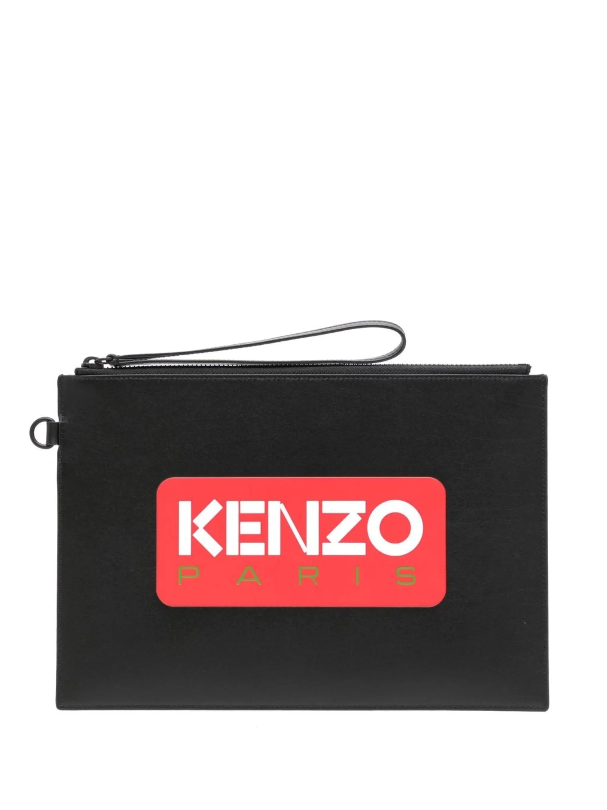 logo-print clutch bag