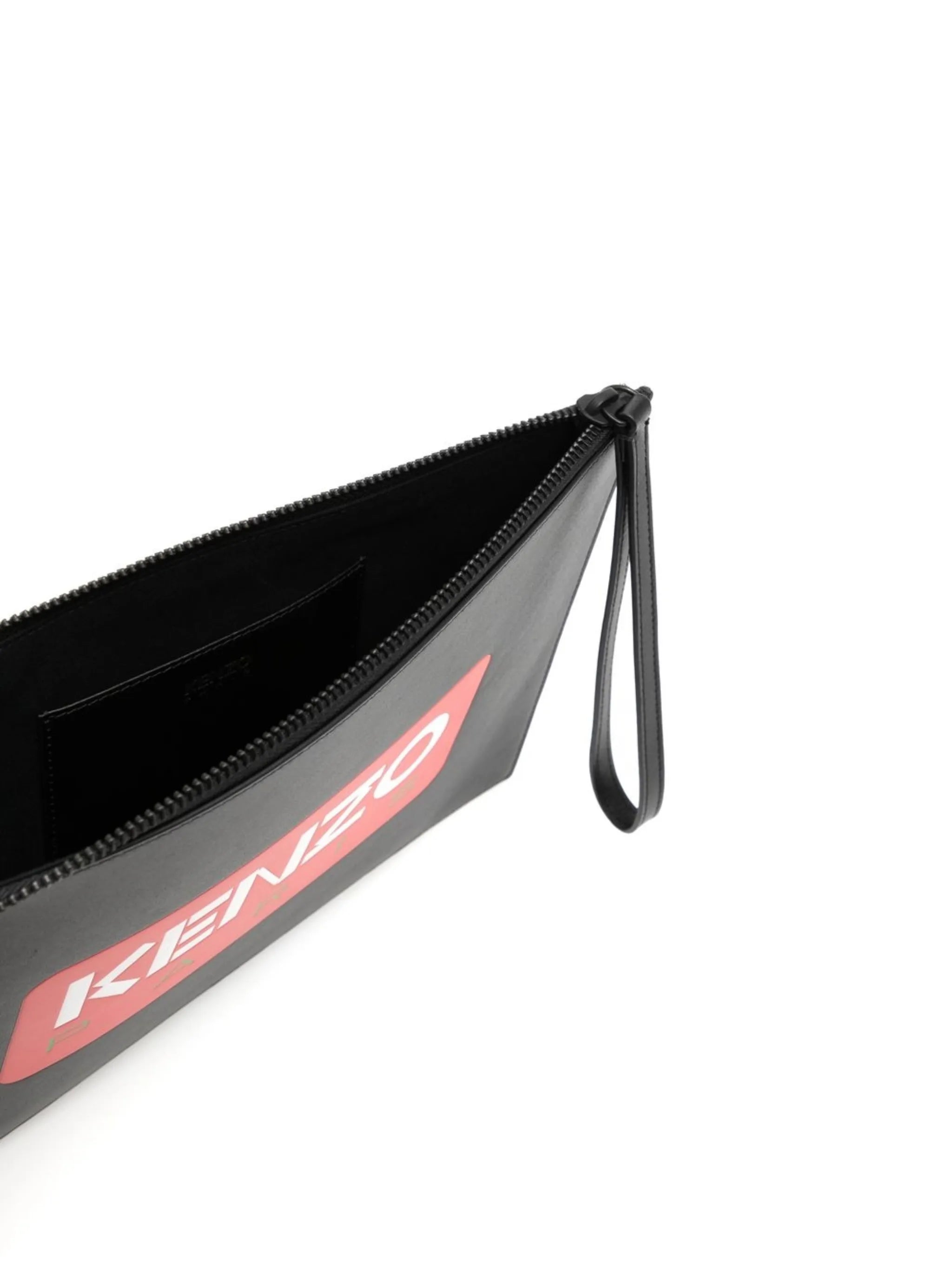 logo-print clutch bag