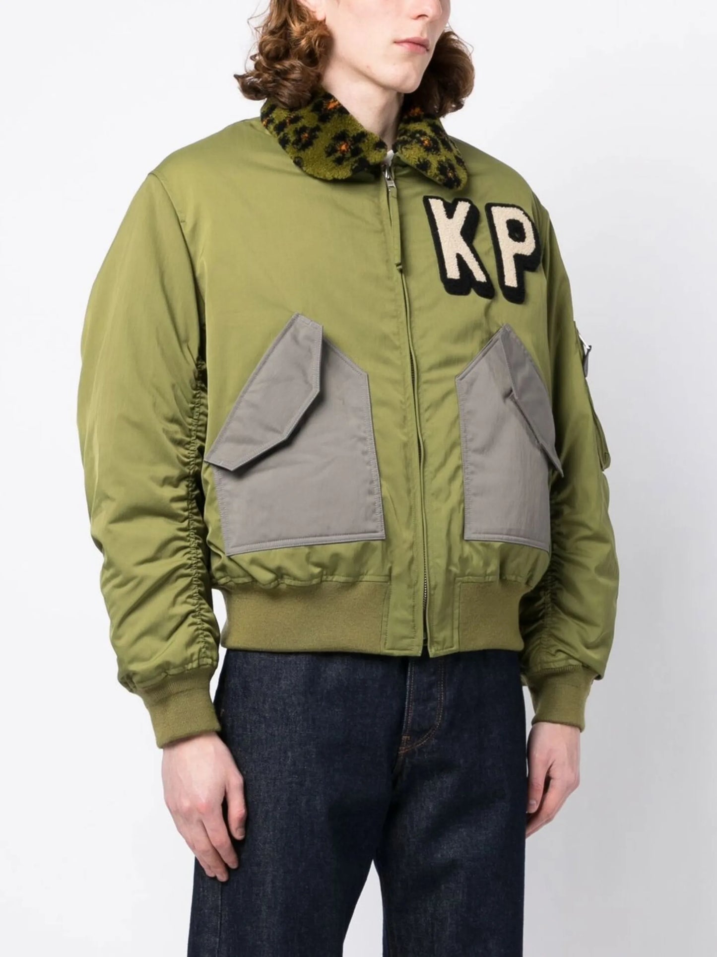 logo-embroidered bomber jacket