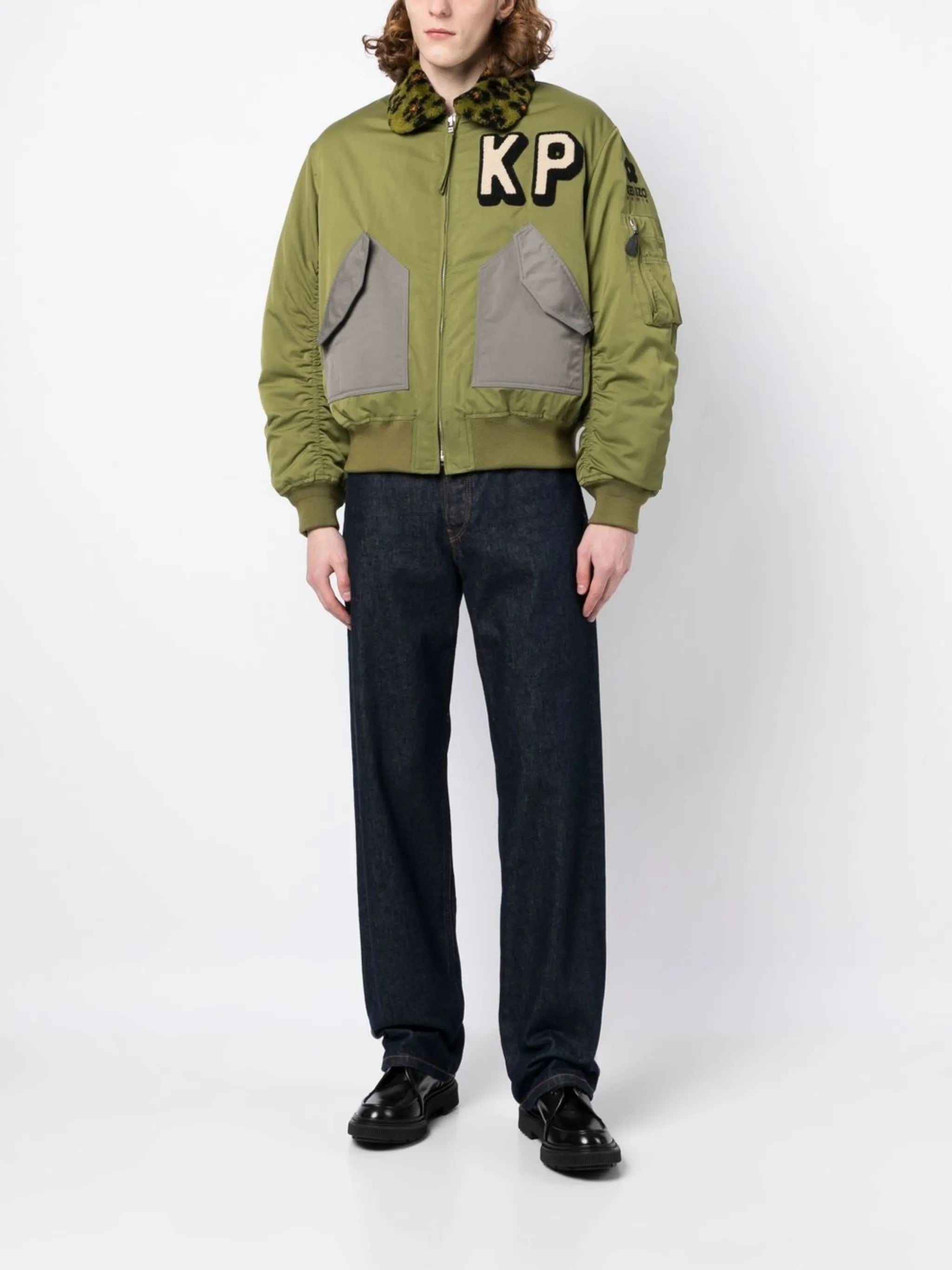 logo-embroidered bomber jacket