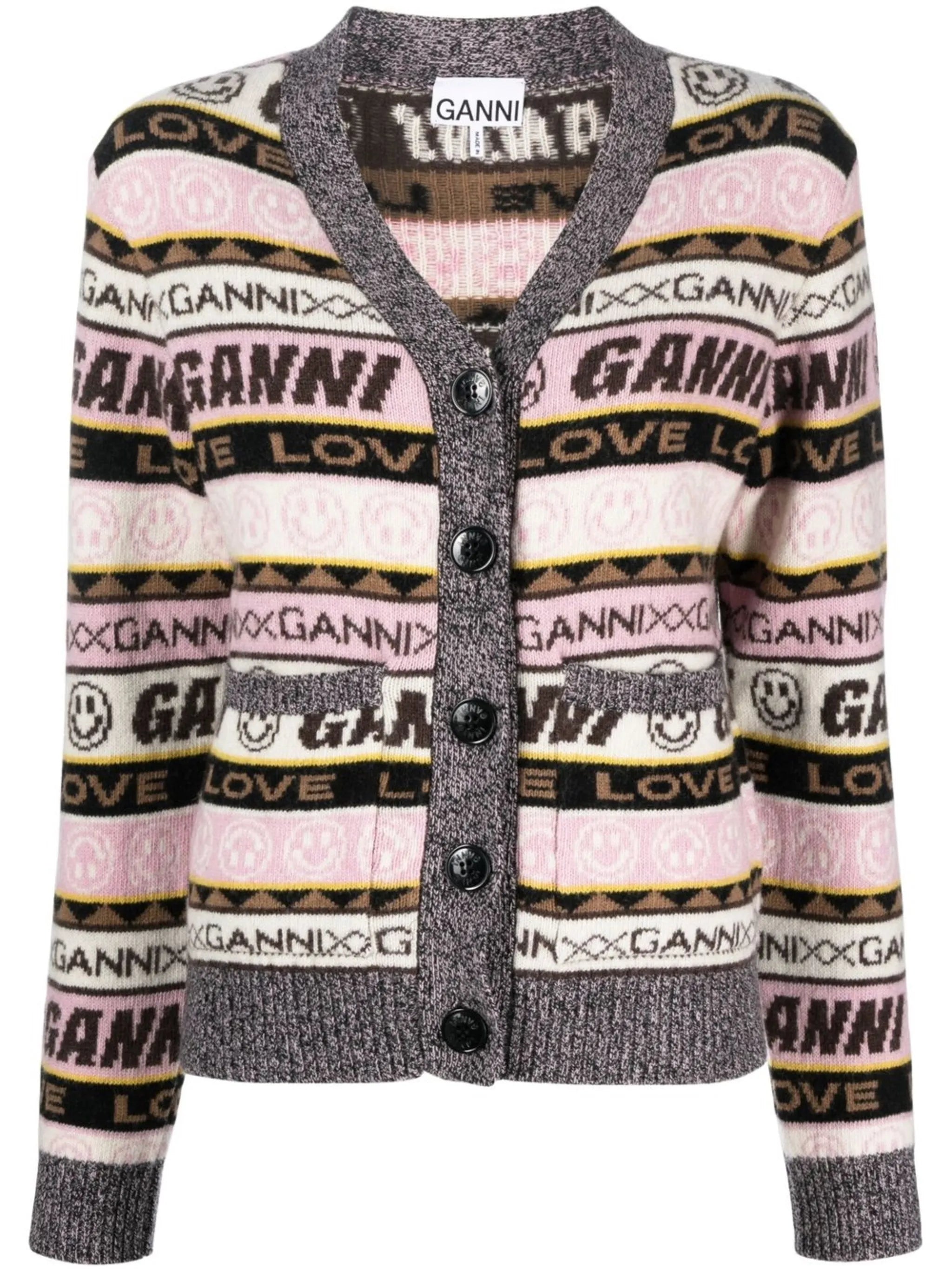 logo stripe-knit cardigan